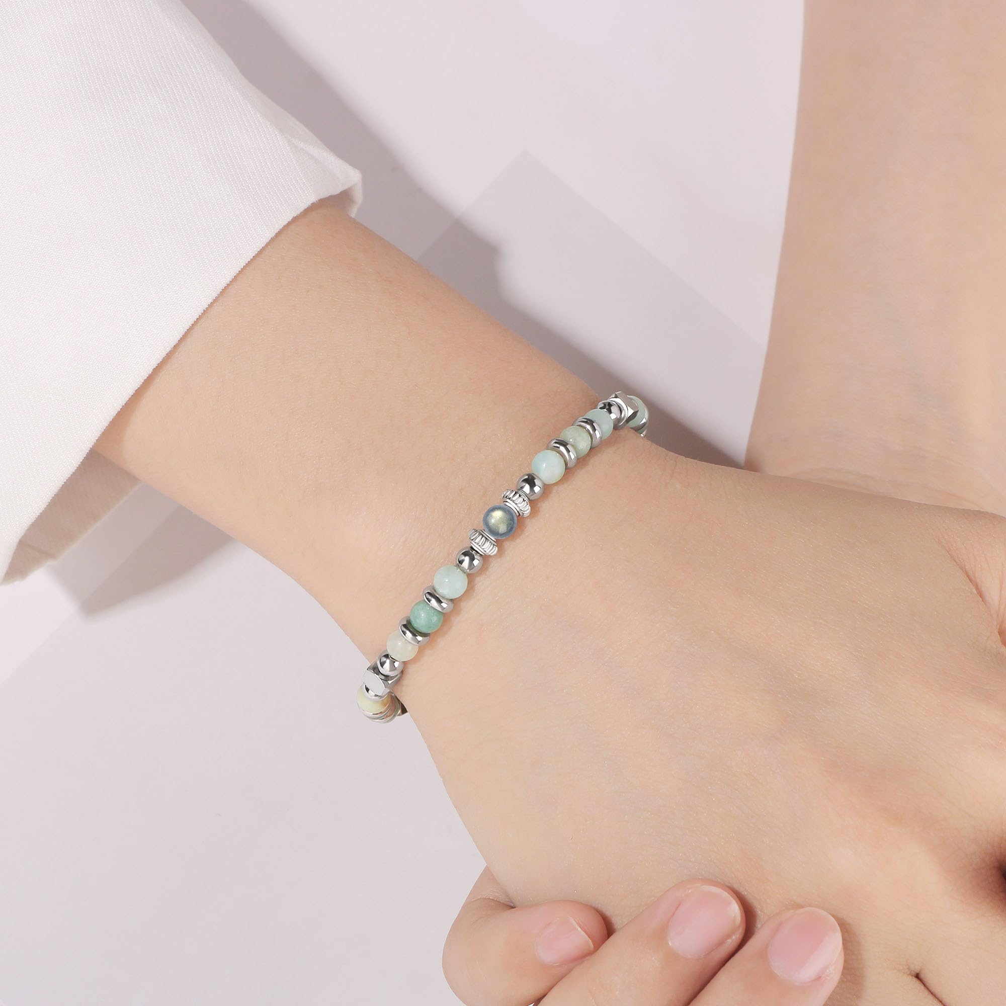 JoycuFF Best Friend Birthday Gifts for Women Bracelet, Christmas Friendship Gifts for Women, Gifts for Best Friend Friends Bracelets for Women Woman, Bestie Gifts Amazonite Moonstone Bracelets