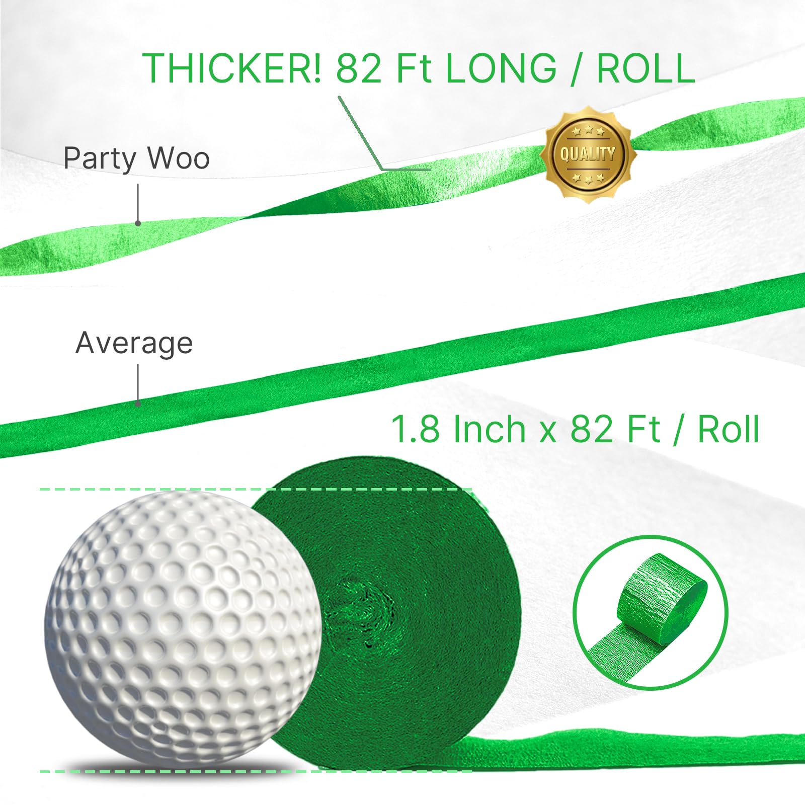 PartyWoo Green Crepe Paper Streamers 10 Rolls 820 ft Pack of Kelly Green Crepe Paper for Graduation Christmas Jungle Birthday Party Decorations (1.8 Inch x 82 Ft/Roll), Green-41
