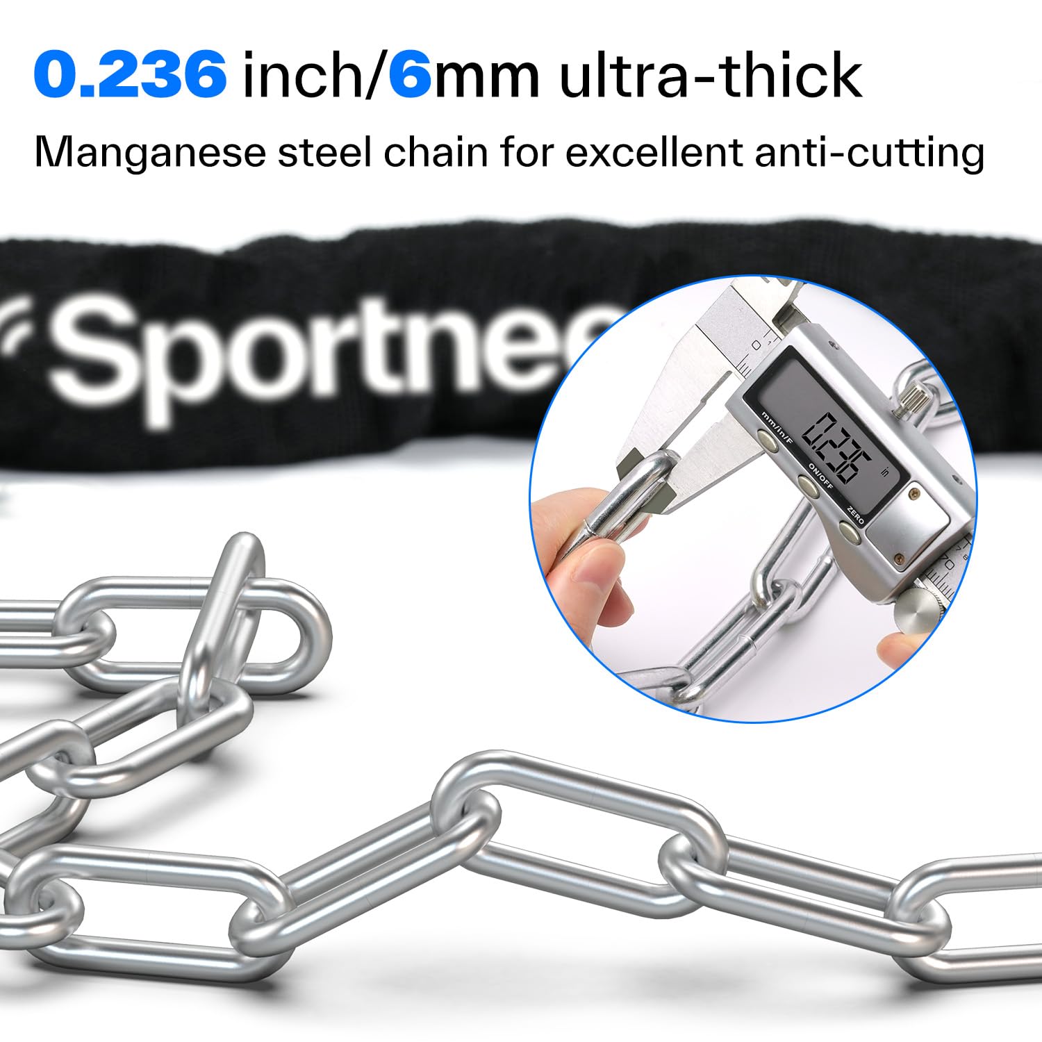 Sportneer Bike Lock - 6mm Thick High Security Anti Theft Bike Chain Lock with Keys- 3.2ft Long Heavy Duty Anti for Bike, Motorcycle, Bicycle, Door