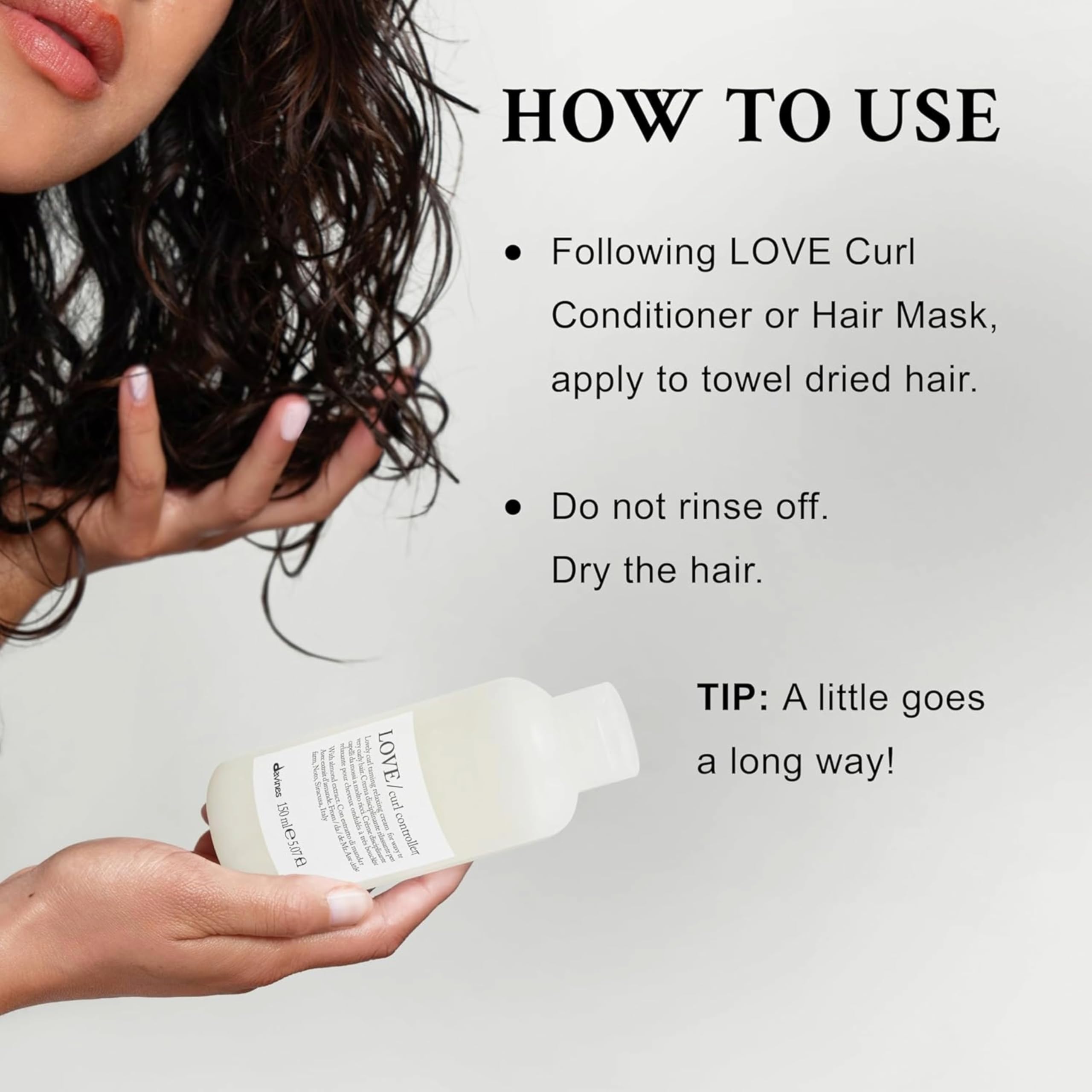 Davines LOVE Curl Controller, Taming And Relaxing Cream For Very Curly And Wavy Hair, Anti-Frizz Curl Defining Formula, 5.07 Fl Oz