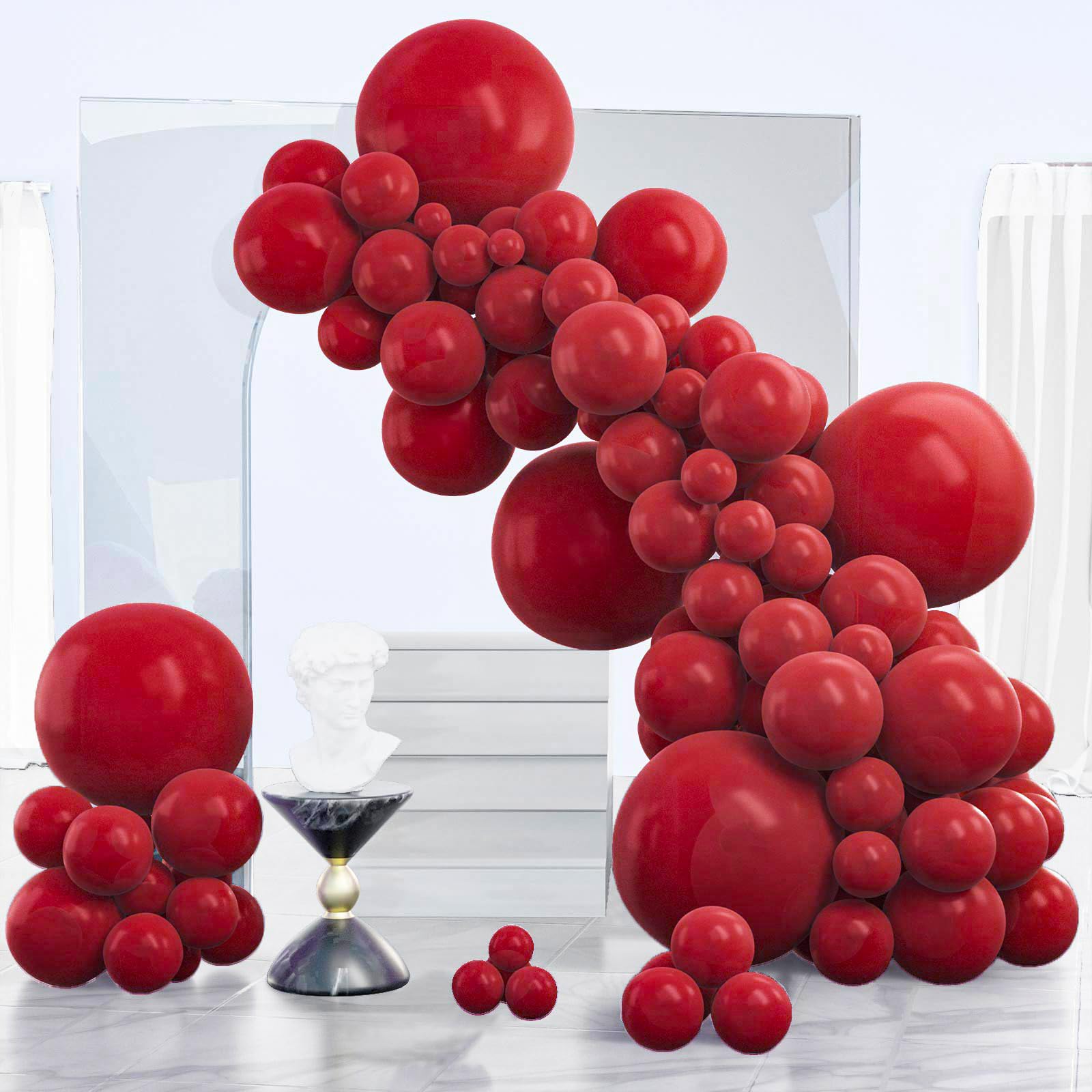 PartyWoo Maroon Balloons 140 pcs Different Sizes of 18 12 10 5 Inch Dark Red Burgundy Ruby Red Balloon Arch Kit Garland for Graduation Valentine's Day Wedding Anniversary Party Decorations Red-Y75
