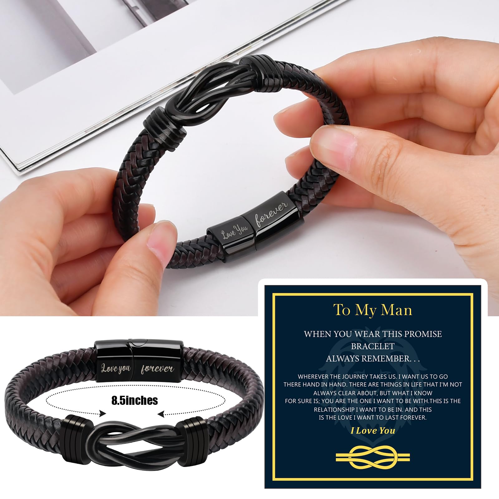 Valentines Day Gifts for Him Boyfriend Gifts for Men Mens Bracelet Valentine's Day Mens Gifts Bracelets for Men Anniversary Romantic Gifts for Men Husband from Wife