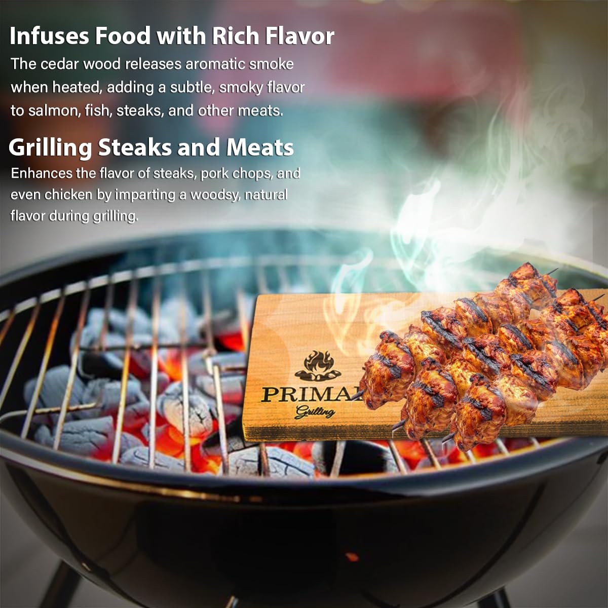 Primal Grilling Premium Cedar Planks - Cedar Planks for Grilling Salmon - Thicker Design for Moister - Wood Planks for Grilling with Free Recipe Card - Cedar Grilling Planks for Fish & Steaks (5 Pack)