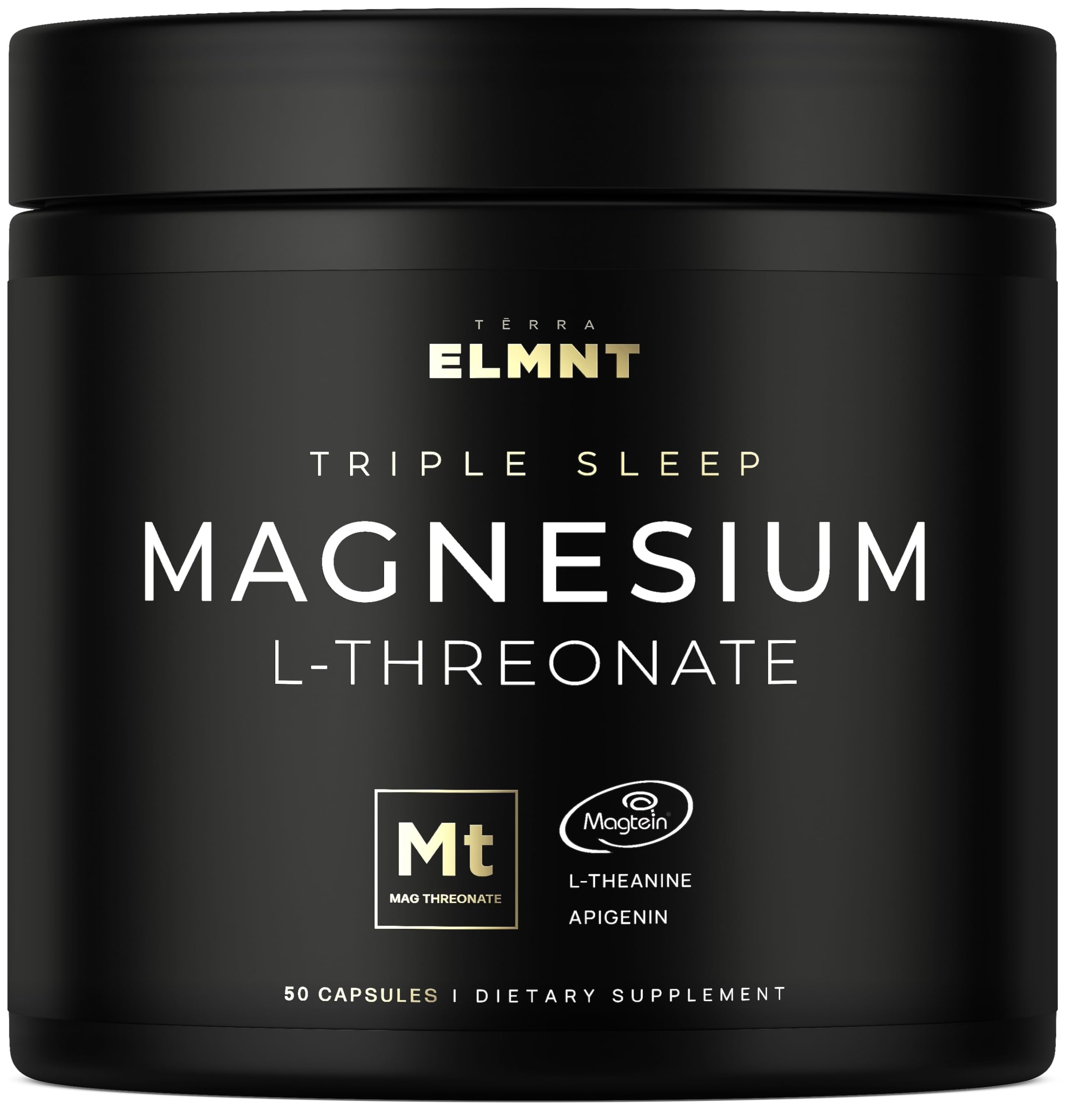 ELMNT Triple Sleep Magnesium Threonate w. Apigenin, Theanine & Magtein Magnesium L-Threonate - Highest Absorption Magnesium Supplement Capsules Natural Sleep Aid for Deep Sleep Calm & Stress Relief