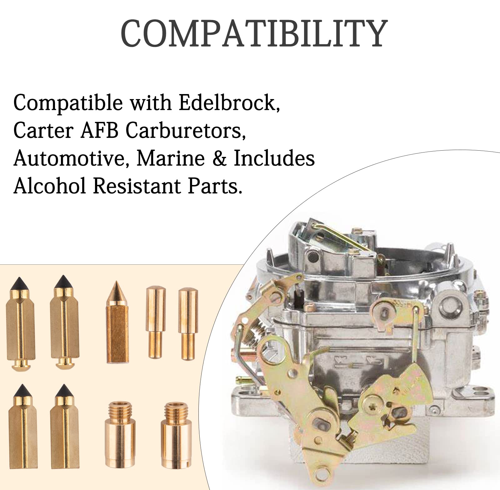 Carburetor Rebuild Kit Compatible with Edelbrock 1405 1406 1407 1408 1409 1410 1411, Carb Rebuild Kit for AFB 4 barrel 500 600 650 700 750 800 CFM Weber Marine # 809064 Carter 9000 series