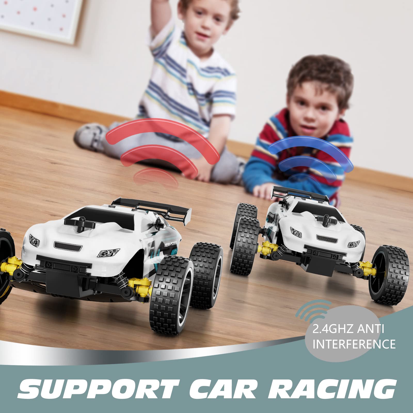 Tecnock RC Cars Remote Control Car for Kids, 1:18 Scale 20 KM/H 2WD Offroad Buggy, 2.4GHz RC Racing Car with 50-Min Playtime, Toys Gifts for Boys & Girls