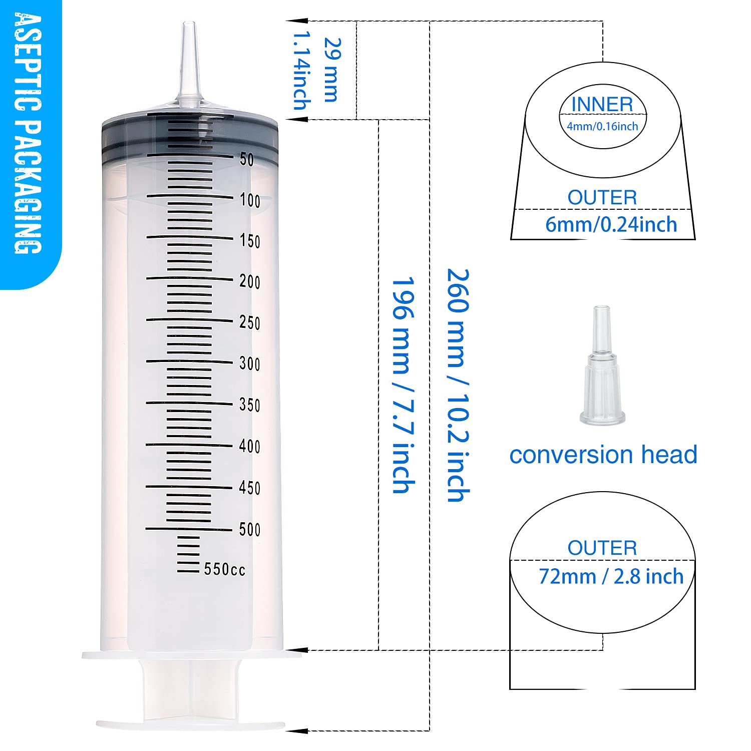 SHAOTONG 500ml Syringe with 2Pcs 40 Inch Tube and Tip Adapter, for Feeding Pets, Liquid Refilling, Drawing Oil Fluid