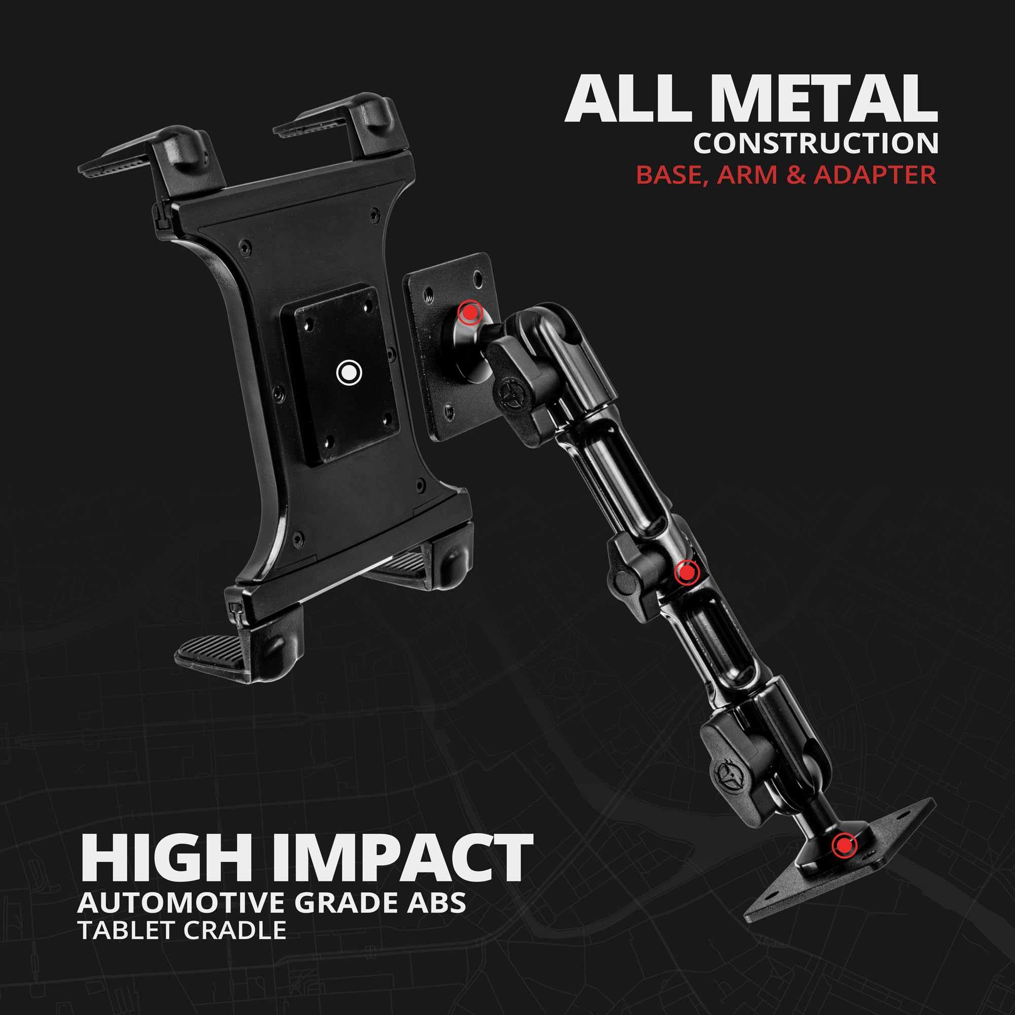 Tackform Industrial Metal Drill Base Tablet Mount [Enduro Series] - iPad Holder for Wall or Truck. ELD Mount | Compatible with iPad Mini, IPad Pro 12.9, Galaxy S, Surface Pro & Switch