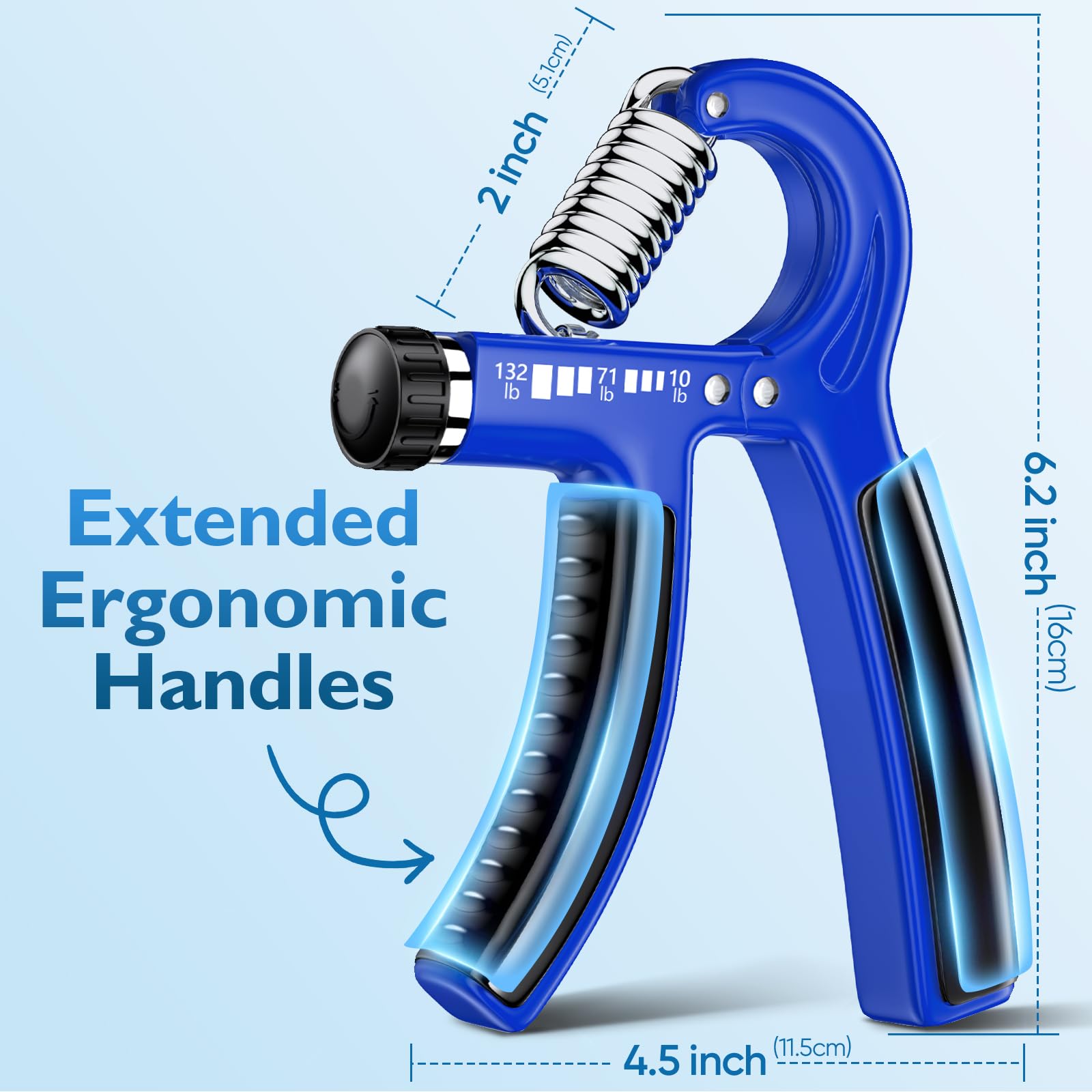 FitBeast Grip Strengthener Forearm Strengthener, Adjustable Hand Grip for Strength Training & Rehabilitation, 10-132 lbs Resistance, Ideal for Athletes and Physical Therapy (1 Piece Dark Blue)