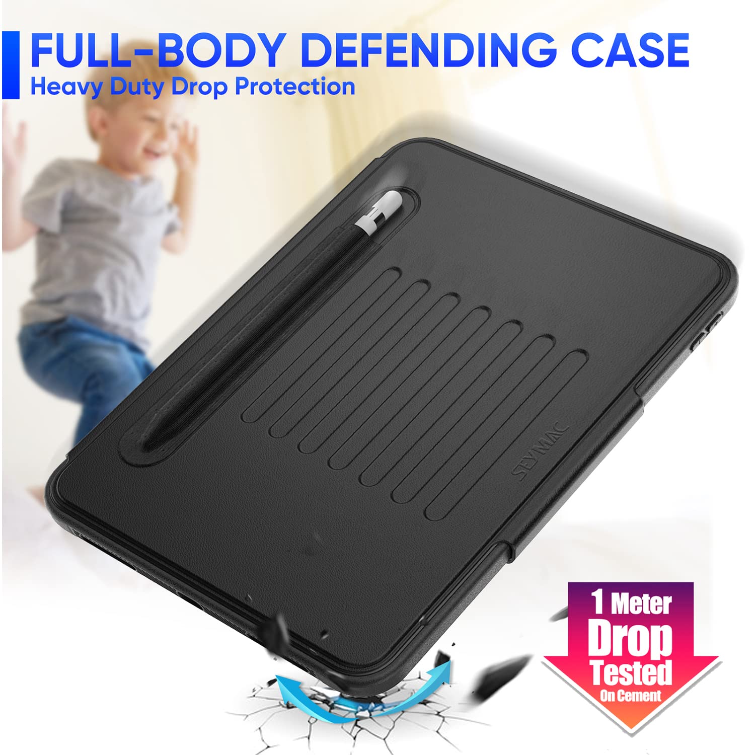 SEYMAC stock Case for iPad 10th Generation 10.9'', Strong Magnetic Auto Sleep Shockproof Case with Absorbing Multi-Angles Stand, Pen Holder, Card Slot (Black)