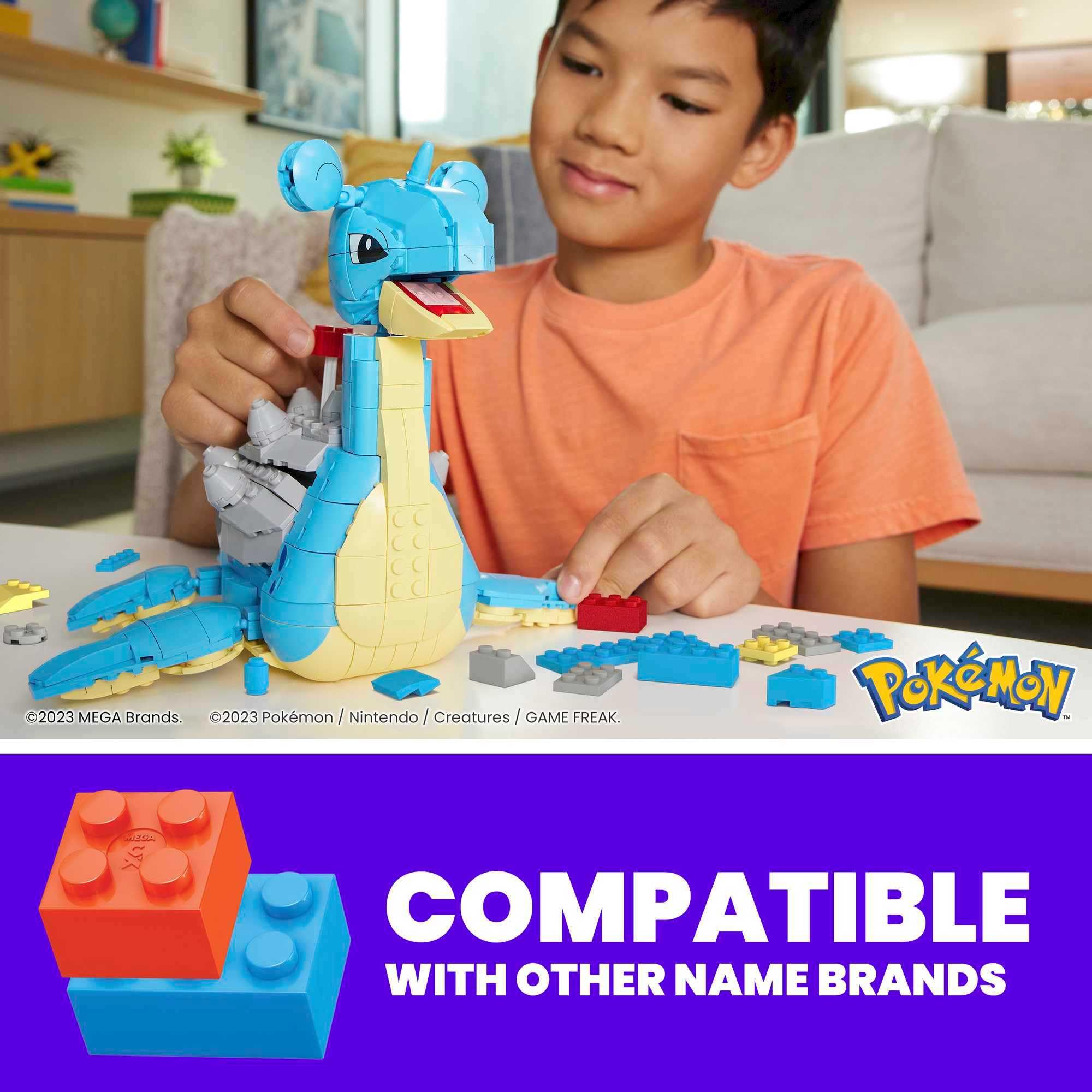 MEGA Pokémon Building Toys Set Lapras with 527 Pieces, Articulated and Poseable with Motion, 6 Inches Tall, for Kids