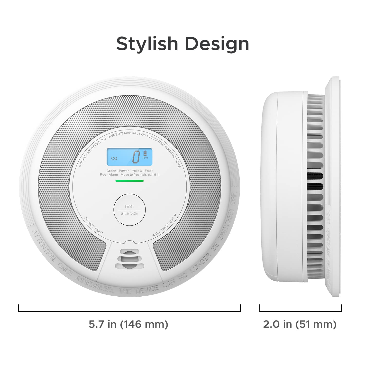 X-Sense 10-Year Battery Combination Smoke Carbon Monoxide Alarm Detector with Large LCD Display (Standalone Model)