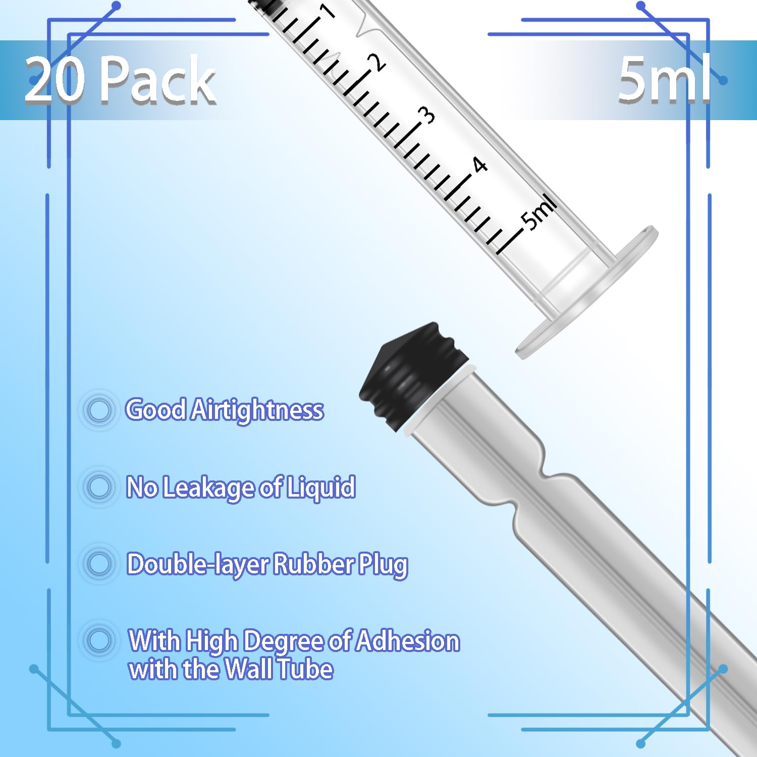 5ml Syringes with Caps (20 Pack)