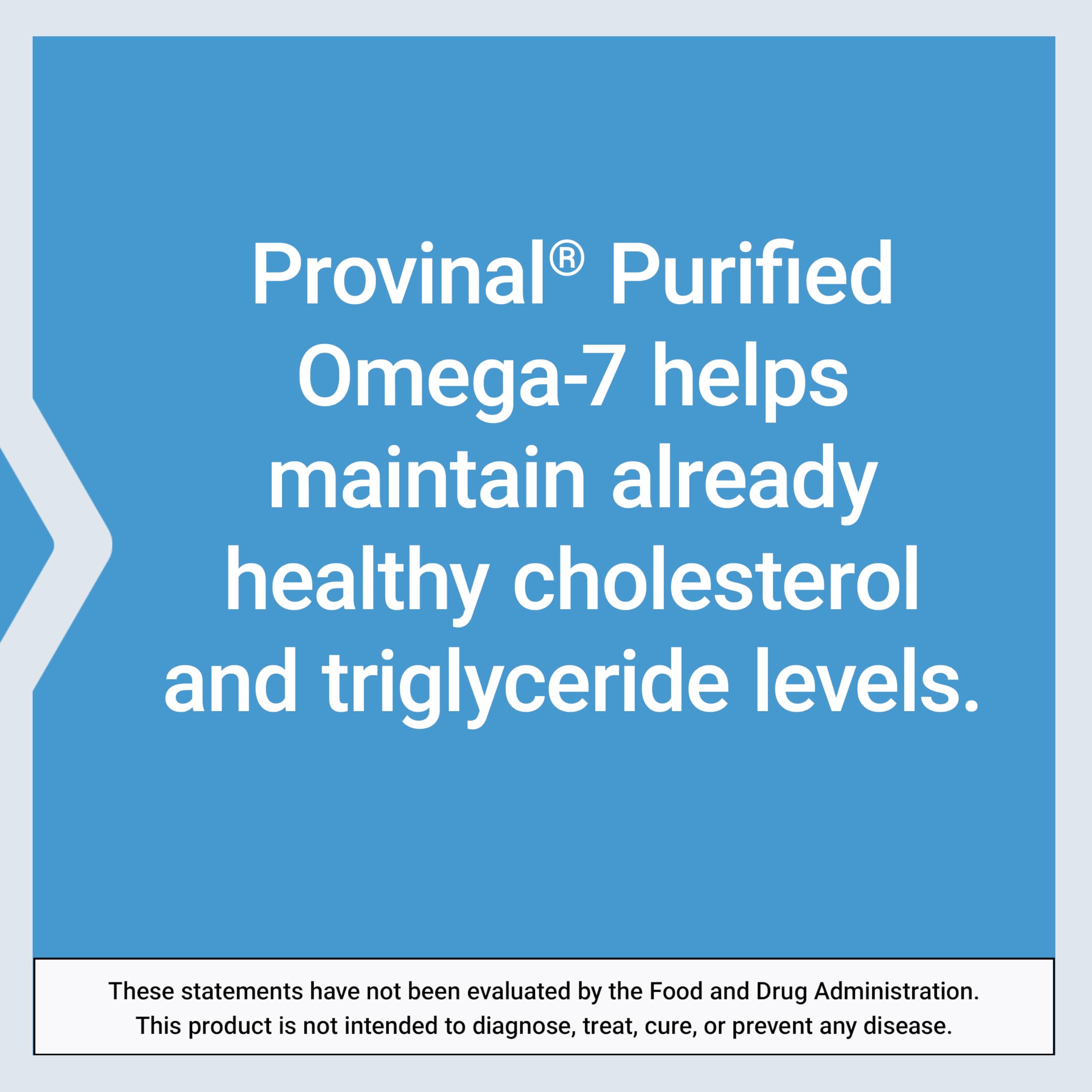 Provinal Purified Omega-7 - Daily Essential Omega 7 Fatty Acids Supplement, Palmitoleic Acid Fish Oil For Heart Health & Inflammation Management - Gluten-Free, Non-GMO - 30 Softgels Month Supply