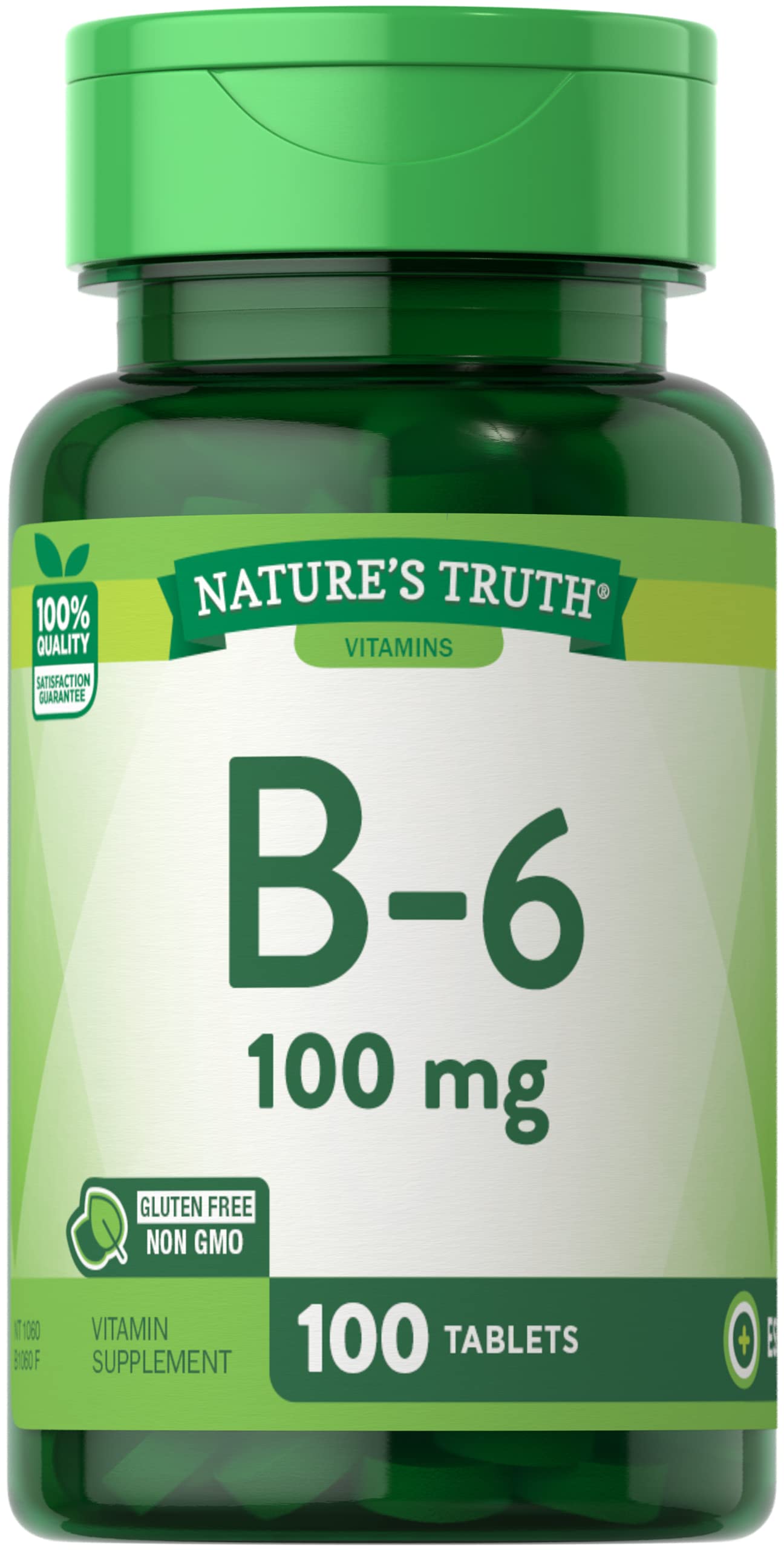 B6 Vitamin | 100mg | 100 Tablets | Vegetarian, Non-GMO & Gluten Free Supplement | by Nature's Truth