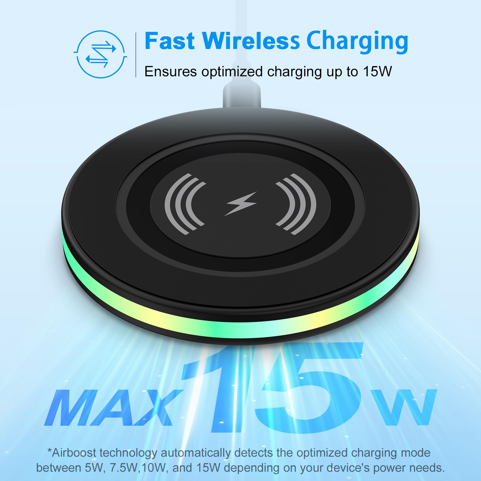 15W Samsung Wireless Charger with Fast QC 3.0 Wall Adapter for Galaxy S24 S23 Ultra S22 S21 FE S20 Z Fold 5 Flip 5 4,Motorola Moto Edge 2022 Edge+ Razr 2023 G Power 2024,Phone Station Charging Pad