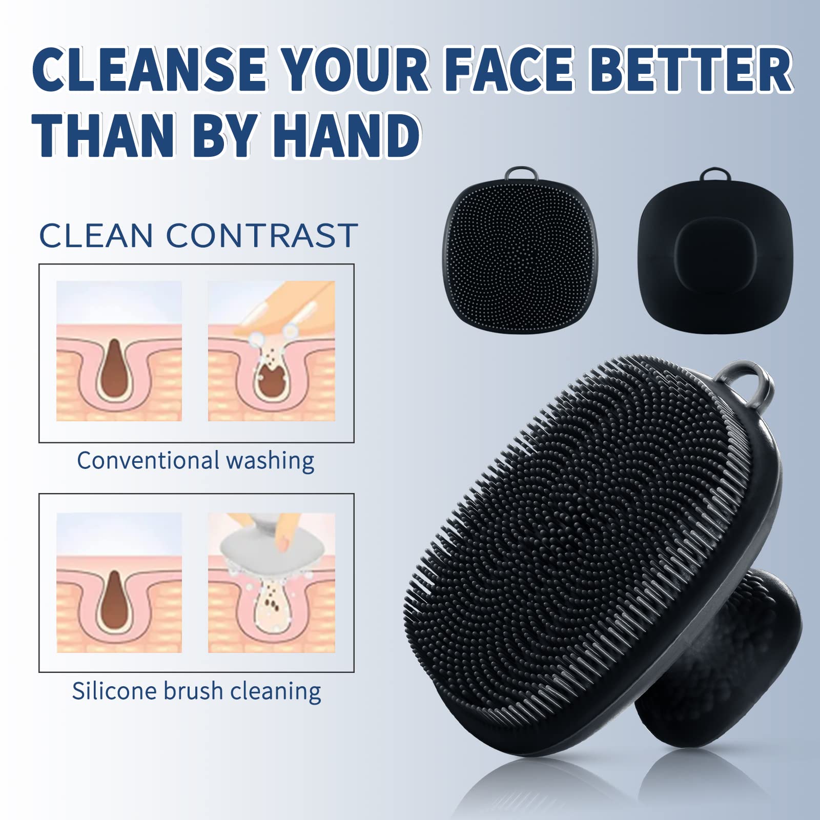 VWMYQ Face Scrubber, Silicone Face Scrubber for Men, Facial Cleansing Brush Silicone Face Wash Brush Manual Waterproof Cleansing Skin Care Face Brushes for Cleansing and Exfoliating