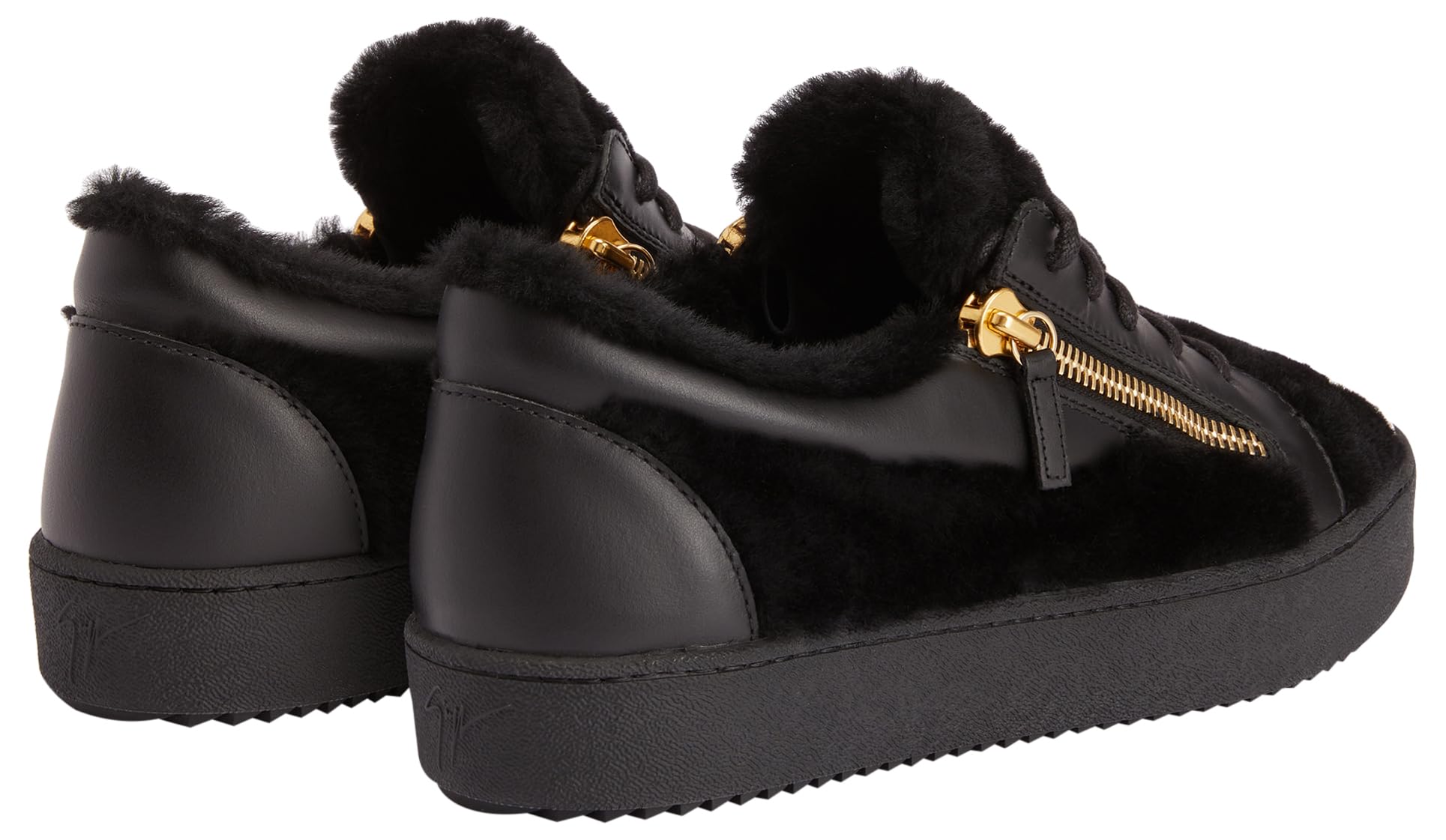 Giuseppe Zanotti, Frankie Winter Leather Low Top Sneakers, 10, Black