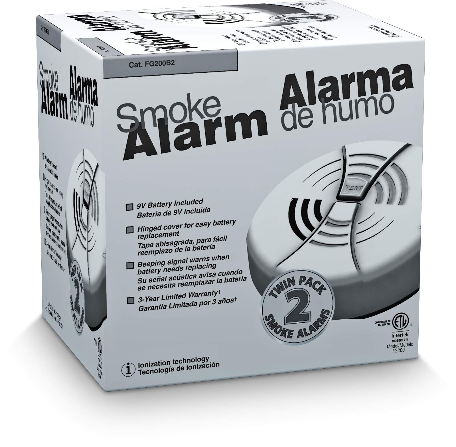 First Alert FG200B Family Gard Basics Smoke Alarm 1-Pack | Battery Operated Smoke Detector , White