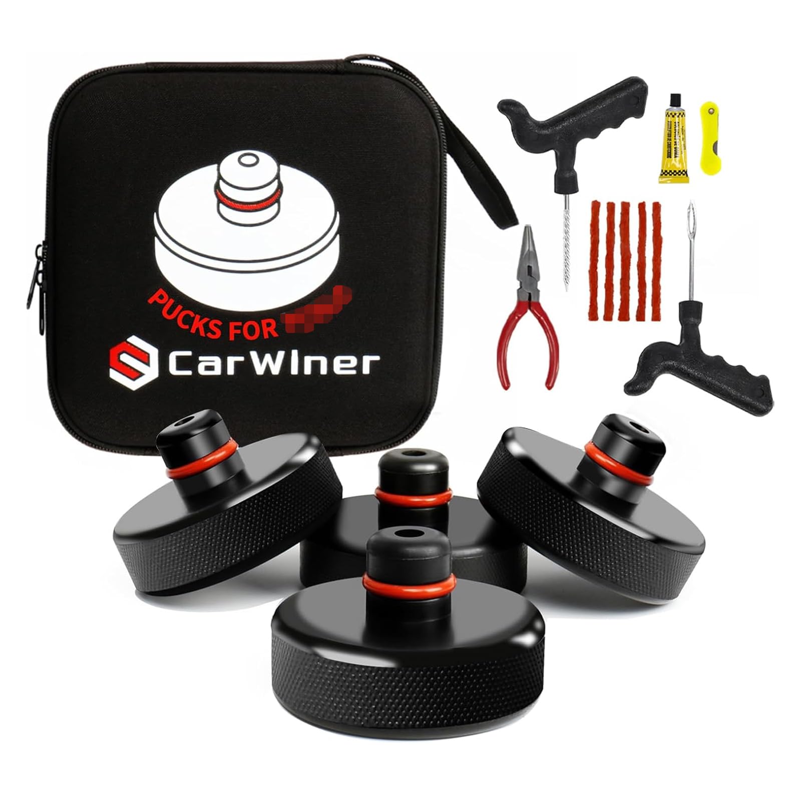 Carwiner Jack Pad Compatible with Tesla Model 3/S/X/Y, Lifting Pucks with a Storage Case Accessories (4 Packs)