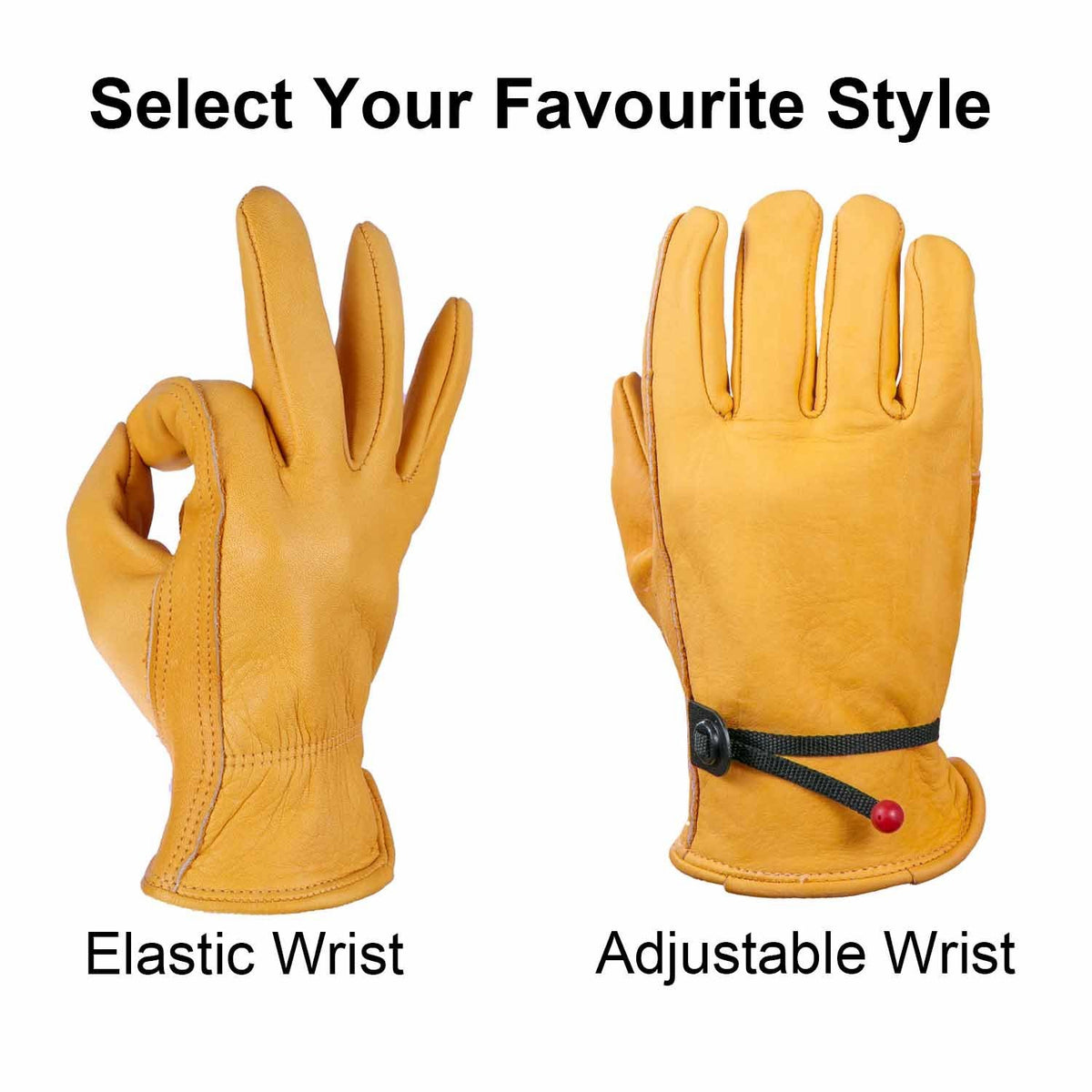 OZERO Leather Work Gloves for Men: X-Large 3 Pairs Cowhide Leather Working Gloves for Driving Heavy Duty Mechanic Ranch - Women Gardening Leather Glove