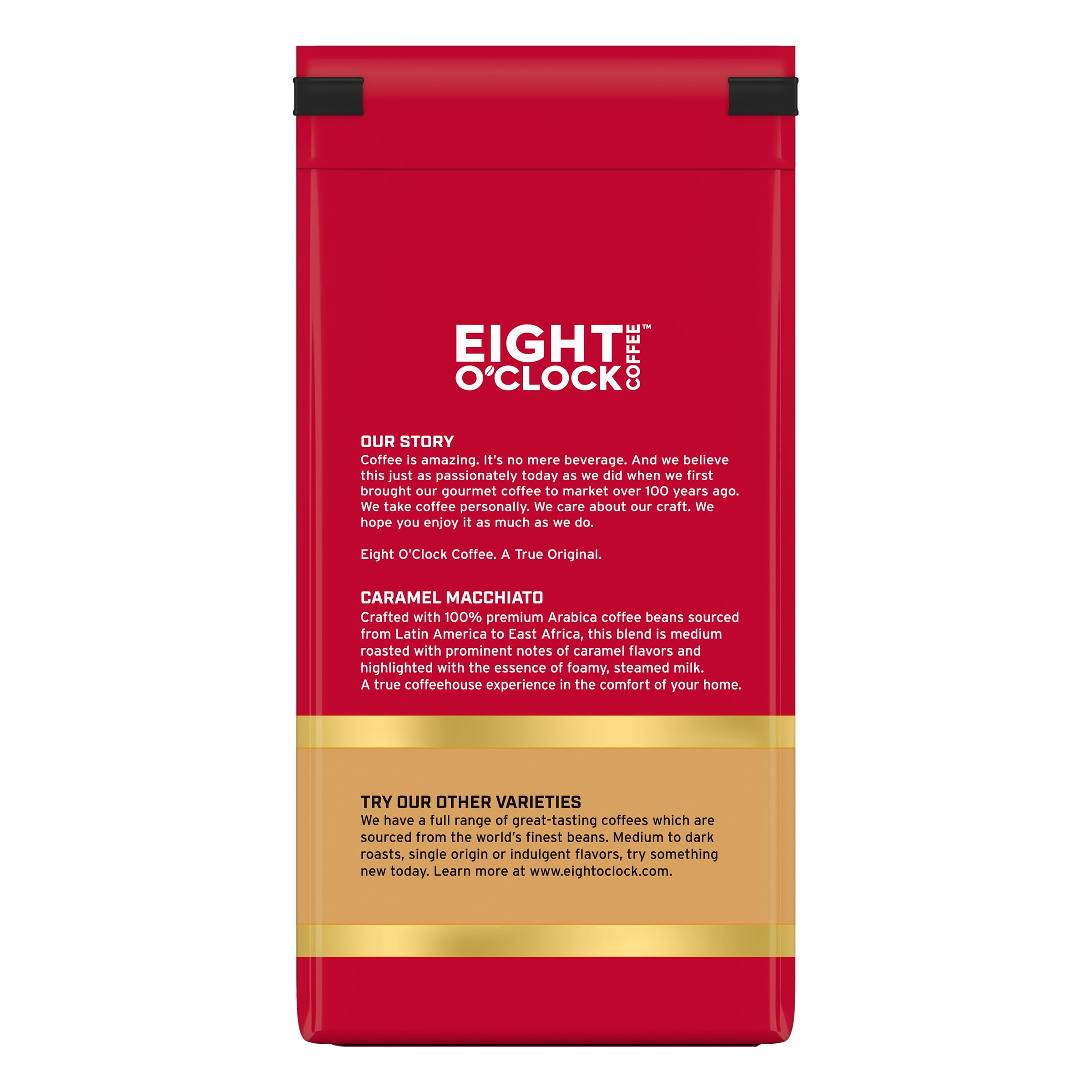 Eight O'Clock Coffee Caramel Macchiato, 11 Ounce (Pack of 1) Medium Roast 100% Arabica Ground Coffee, Caramel, Creamy, Smooth