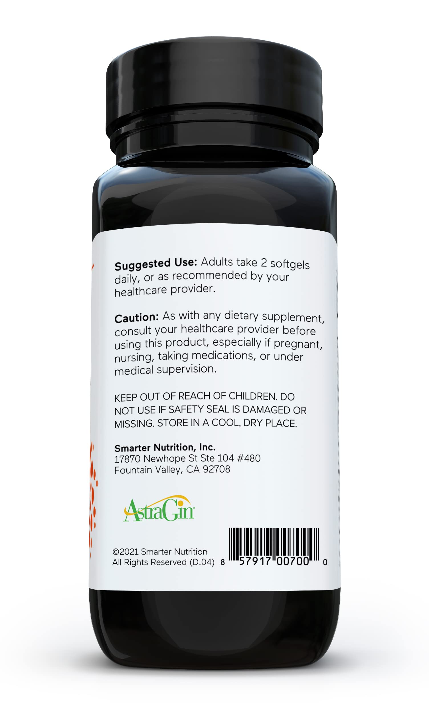 Smarter Nutrition Curcumin Softgels - Potent & Bioavailable, Active Curcumin Standardized to 95% Tetrahydrocurcuminoids with AstraGin Black Cumin Seed Oil & Ginger (60 Count (Pack of 3)