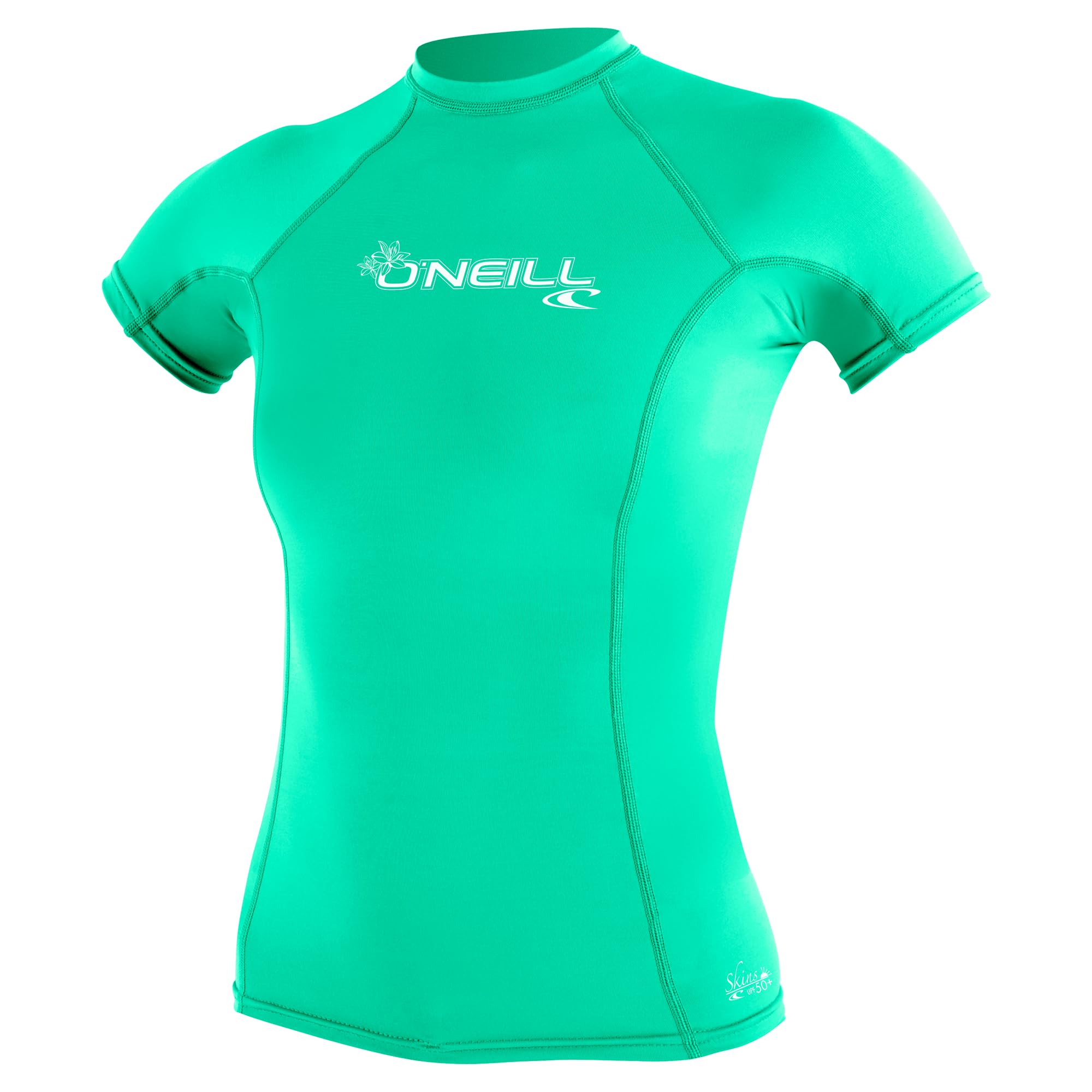 O'Neill Women's Basic Skins UPF 50+ Short Sleeve Rash Guard, Seaglass, M