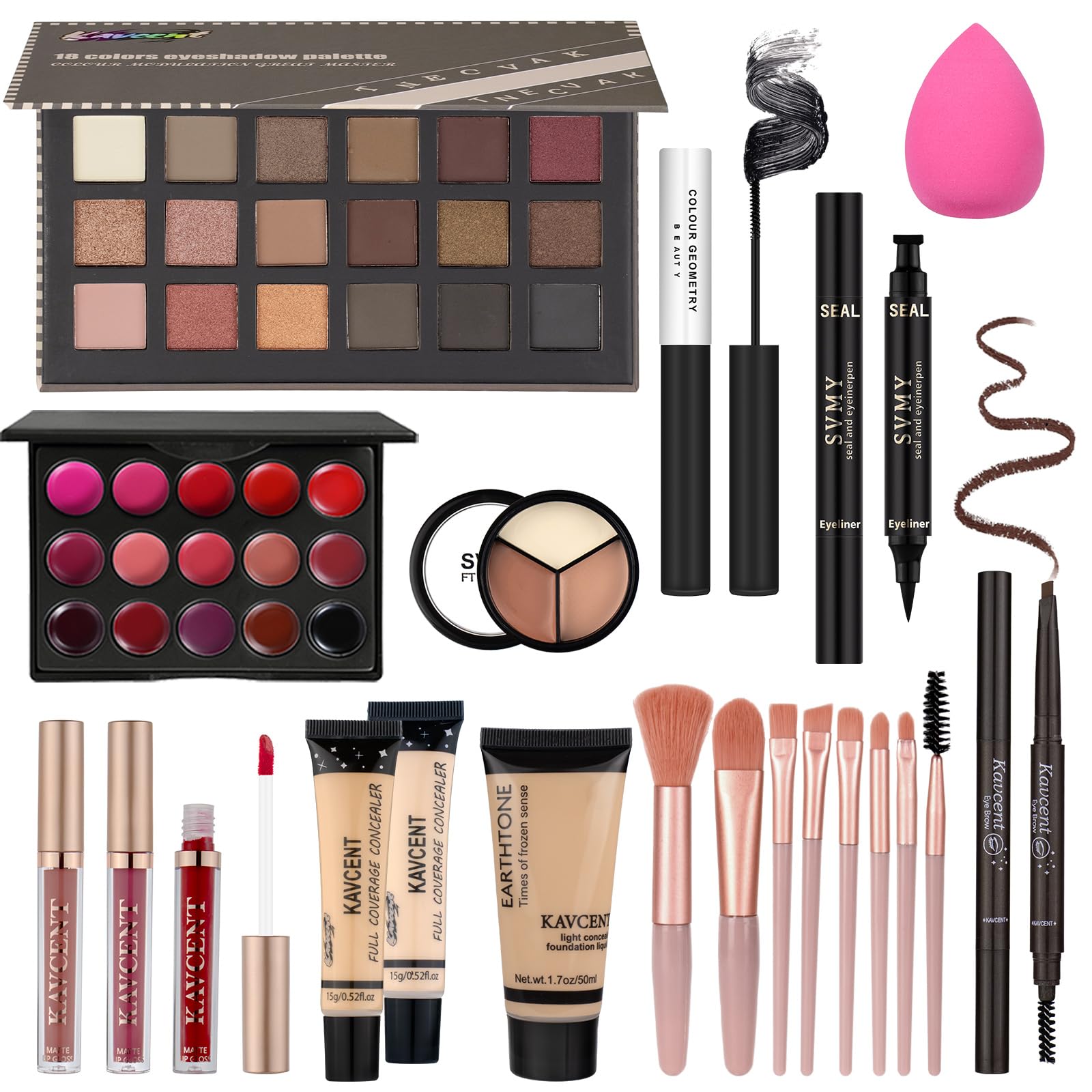 Makeup Set Makeup Kit for Women Full Kit Makeup Sets for Teens Teenagers Eyeshadow Palette Lip Gloss Foundation Mascara Eyeliner Contour Stick Makeup Kits