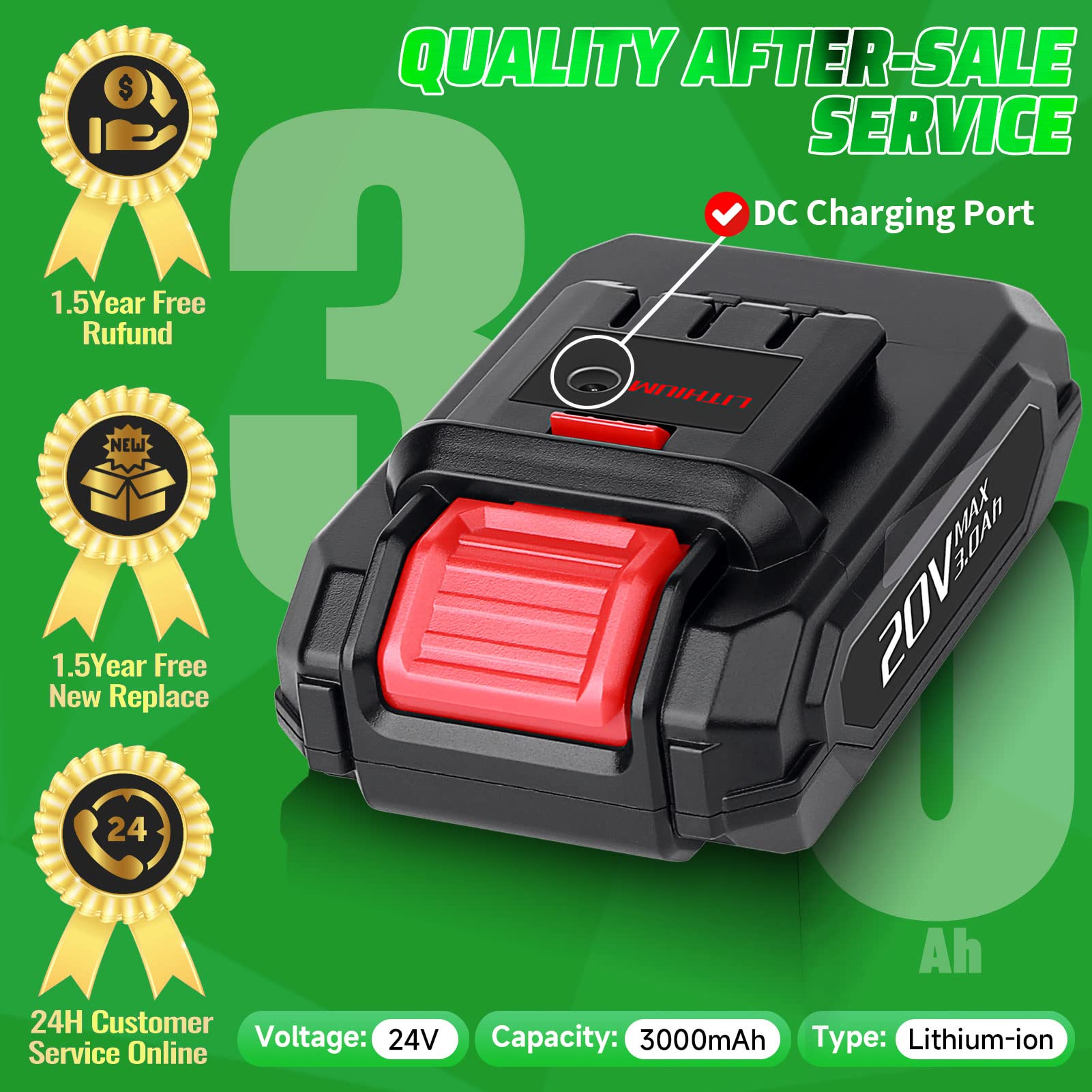 TenHutt 【Upgrade】 2 Pack 3000mAh Replacement Battery for KIMO 20V Lithium Battery for KIMO 20V Cordless Blower Wrench Nailer Drill…