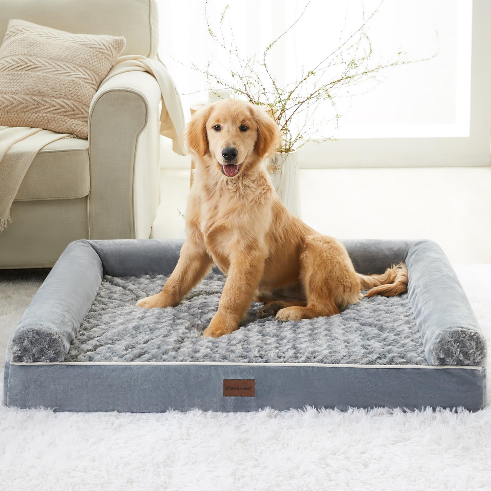 BFPETHOME Dog Beds for Large Dogs, Orthopedic Dog Bed for Medium Large Dogs,Big Waterproof Couch Dog Pet Bed with Removable Washable Cover