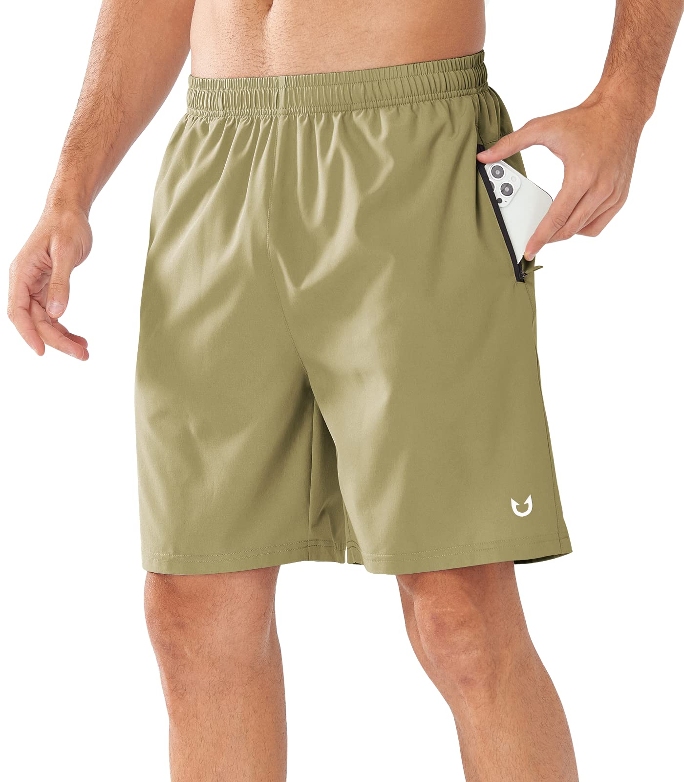 NORTHYARD Men's Athletic Running Shorts Quick Dry Workout Shorts Lightweight Sports Gym Basketball Shorts Hiking Exercise Khaki-7 inches XL