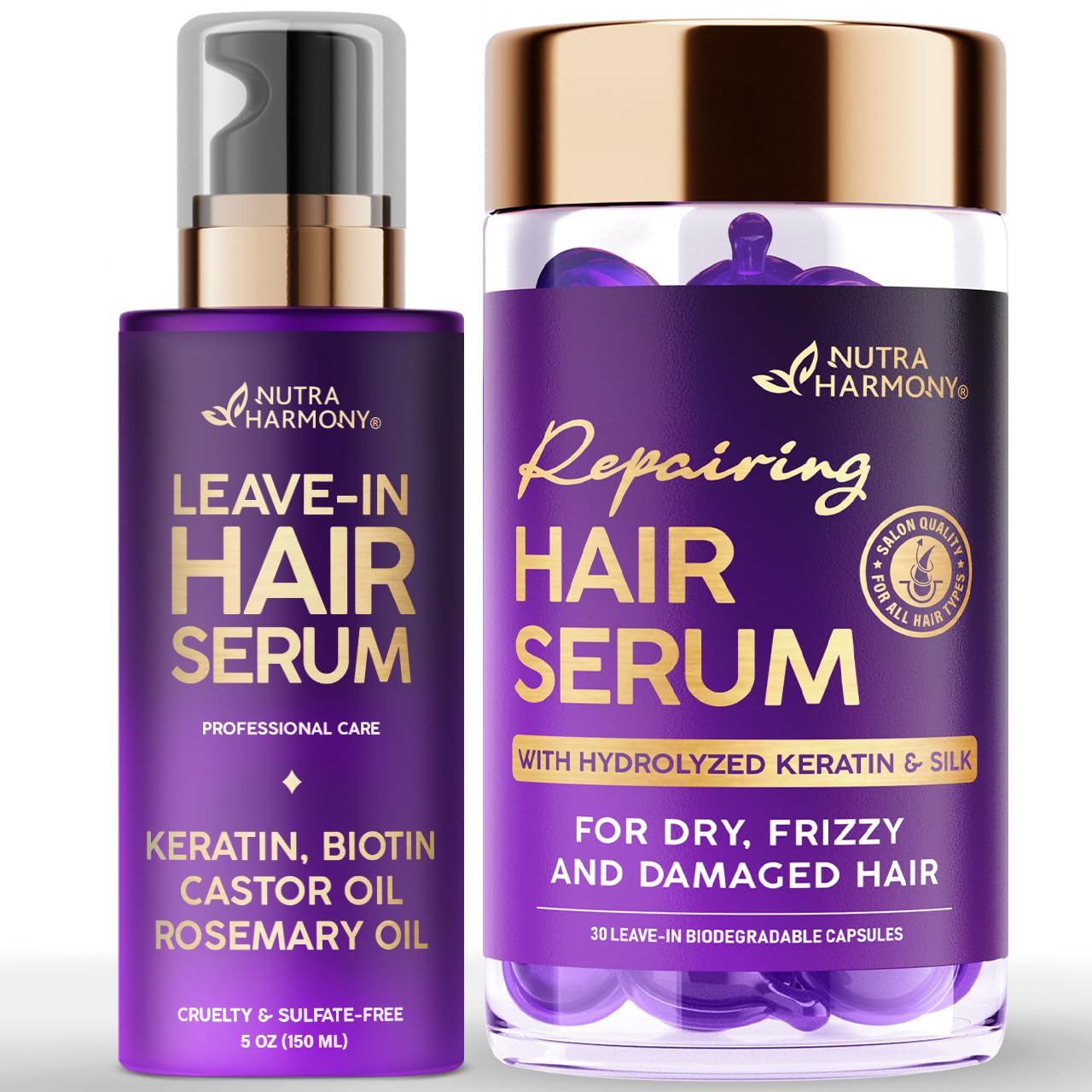 NUTRAHARMONY Hydrating Hair Serum & Repairing Oil Capsules