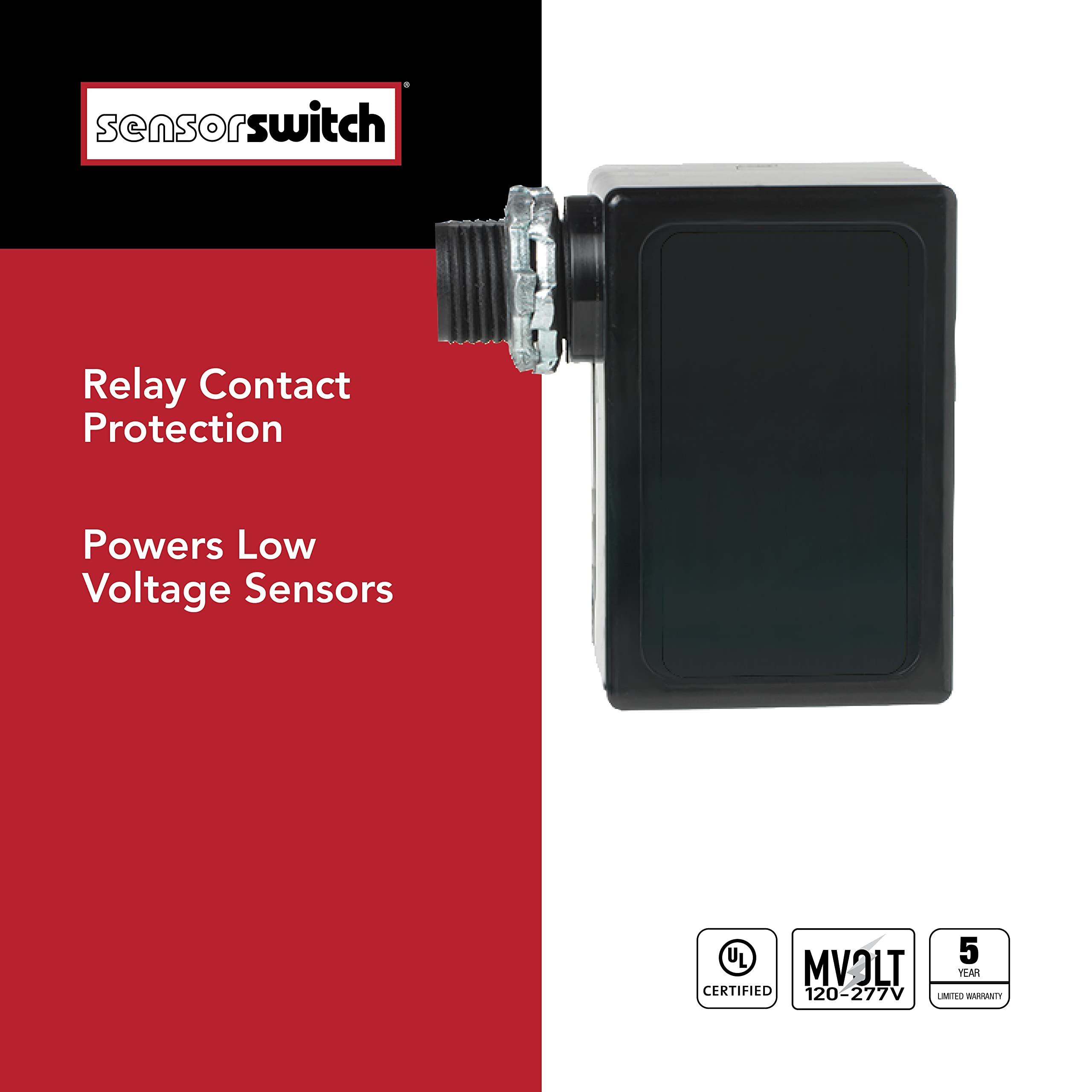Sensor Switch Contractor Select Power Pack Relay Circuit Protection for Motion Sensors, 120/277 VAC, Black (PP20)