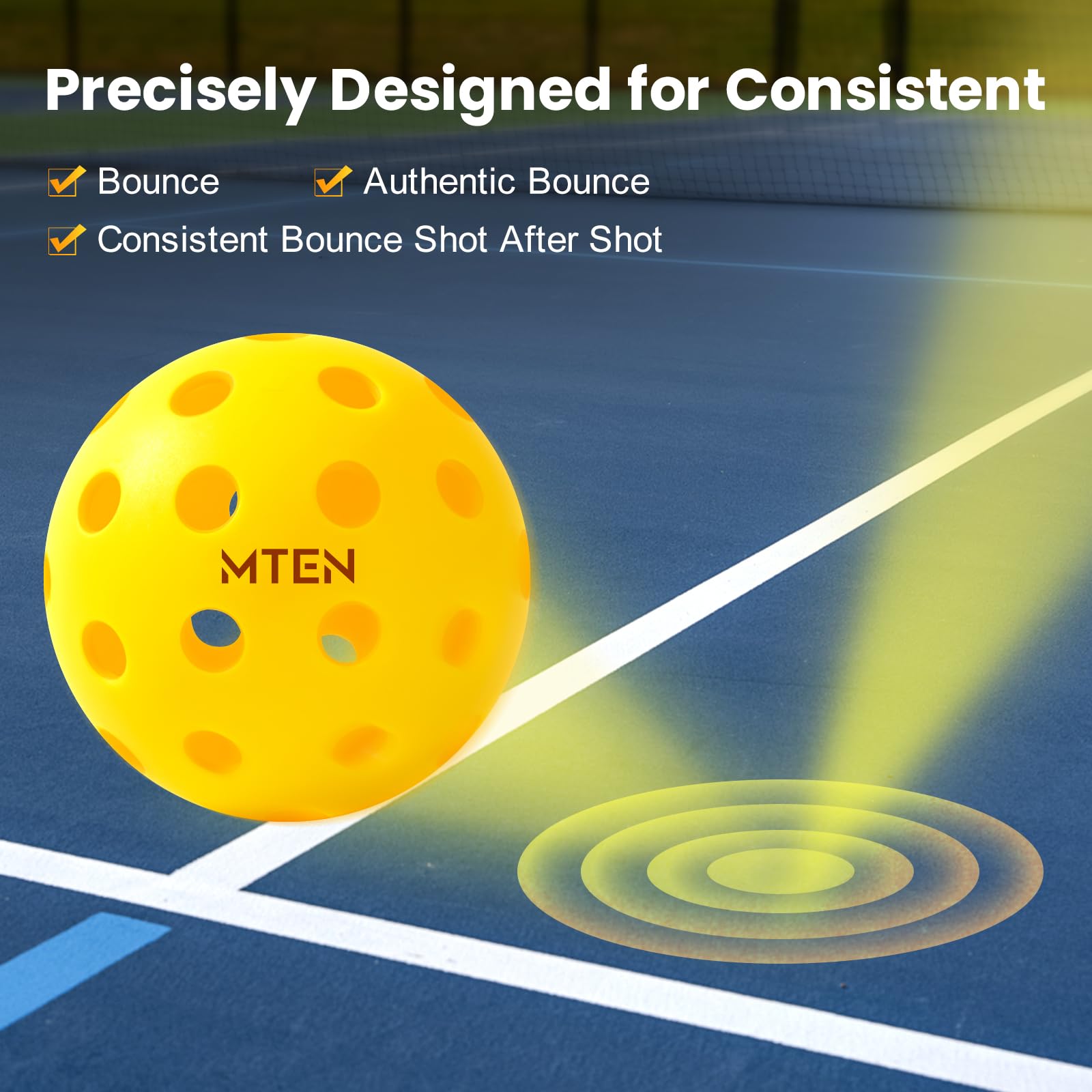 MTEN Pickleball Balls, USAPA Approved Pickleballs, 12 Pack 40 Holes Outdoor Pickleball Balls, High Bounce True Flight & Durable for All Skill Levels