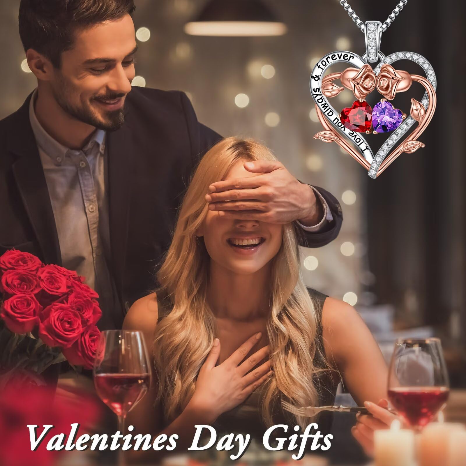 Iefil January June Birthstone Necklace Jewelry Anniversary Birthday Gifts for Women Wife Her, Red Garnet Necklace Alexandrite Necklaces