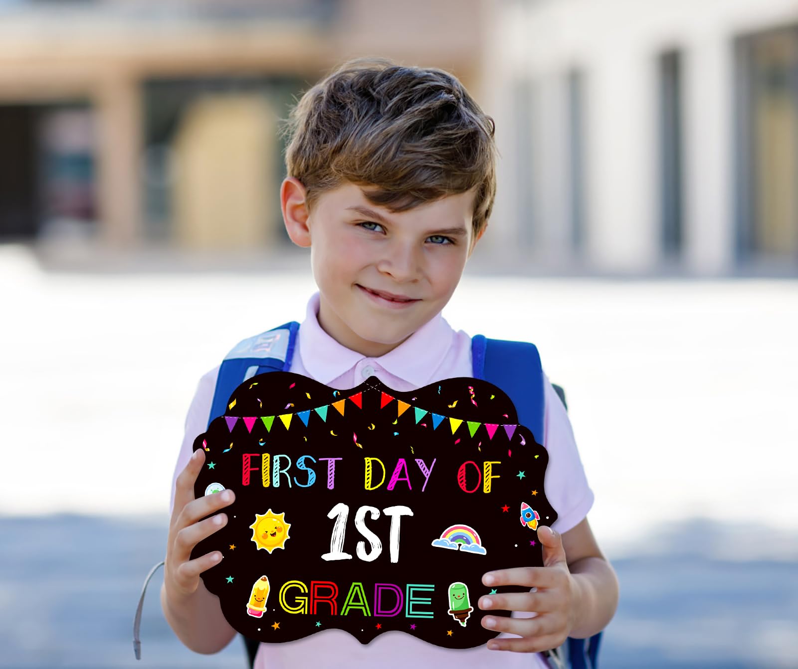 JUESMOS First and Last Day of School Sign Double Sided Back to School Chalkboard Style Photo Prop Signs for Kids Girls Boys Reusable 15 Grades Preschool Kindergarten First Grade Photo Props Supplies