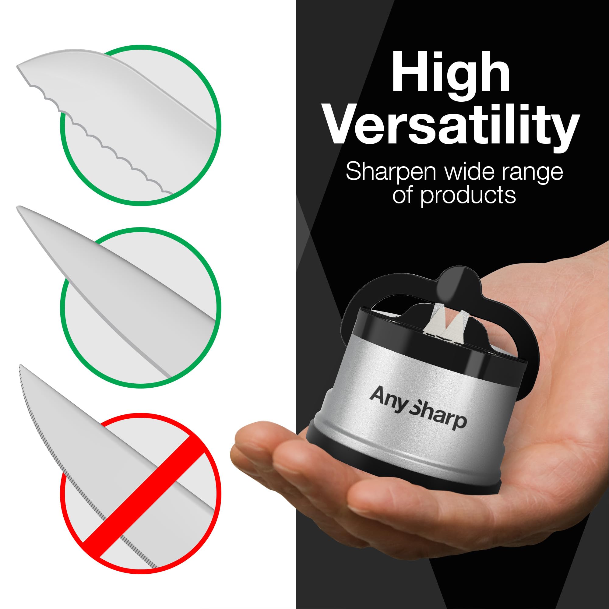 AnySharp Global Knife Sharpener, One Size, Silver