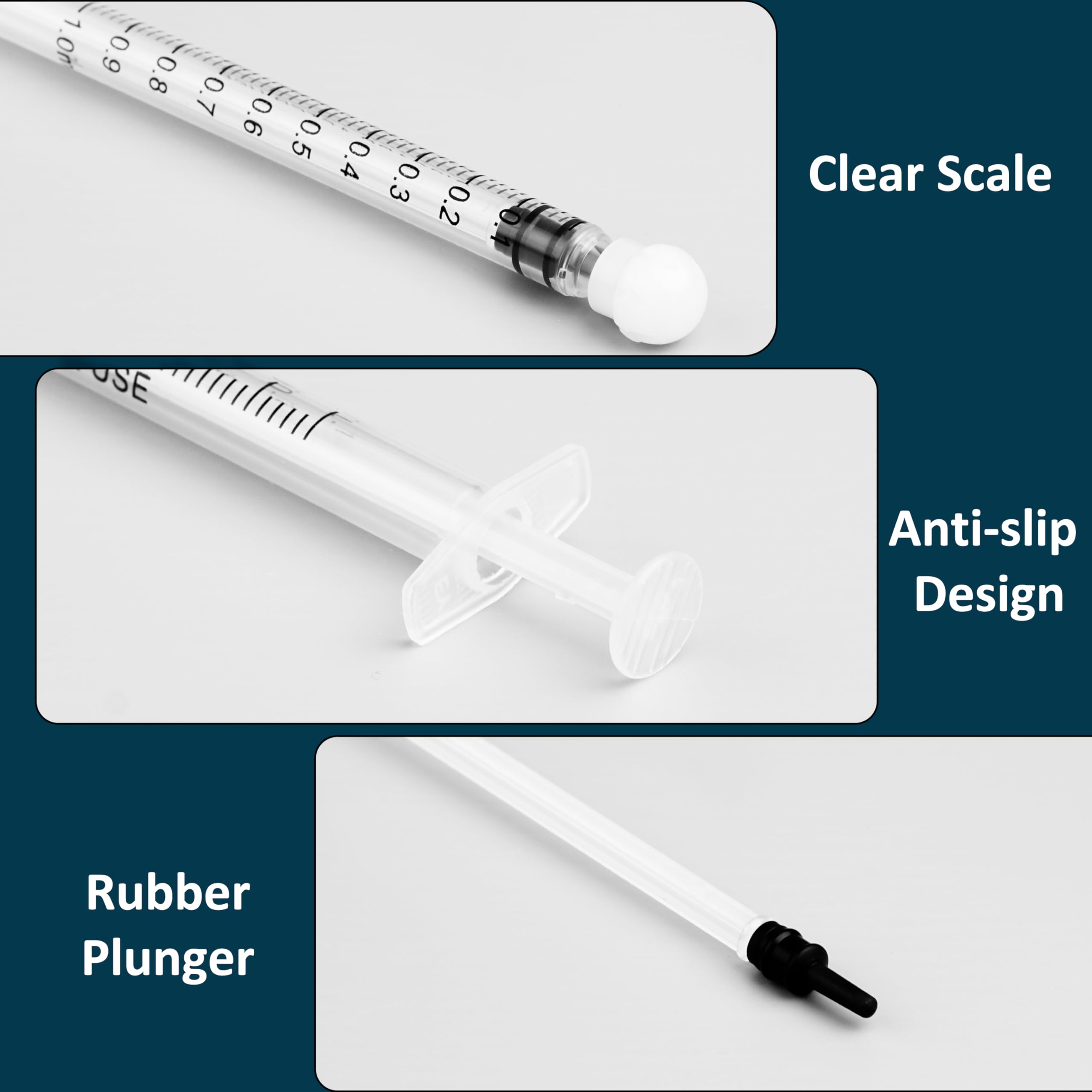 20Pack 1ml/cc Syringe for Liquid with Caps - Liquid Measuring Syringe - Syringes Tools for Scientific Labs, Feeding - Individually Sterile Sealed