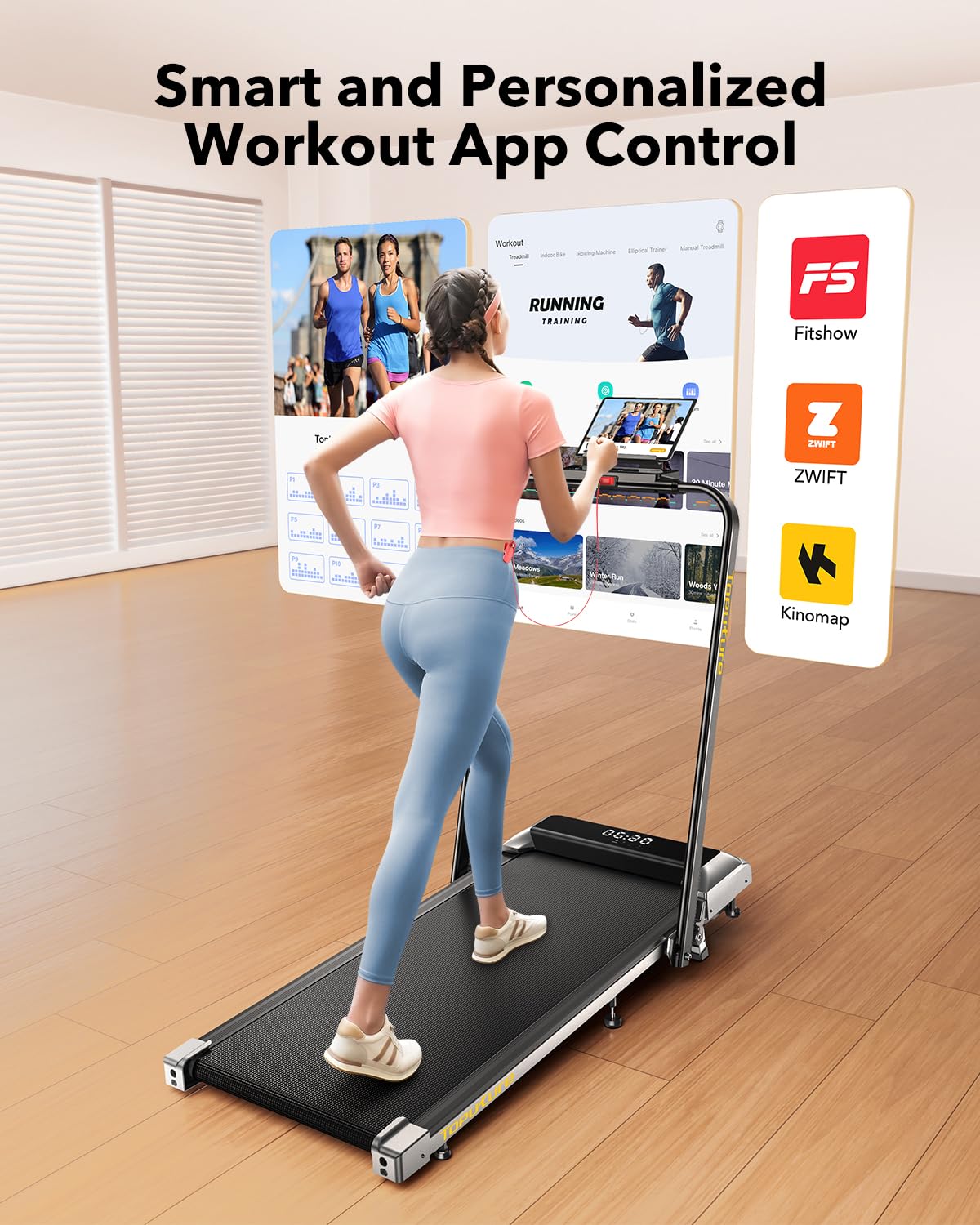 TOPUTURE Walking Pad Under Desk Treadmill with Incline, 2 in 1 Folding Treadmill for Home/Office, Portable Compact Treadmills with Remote Control, APP & LED Display 300LBS Capacity