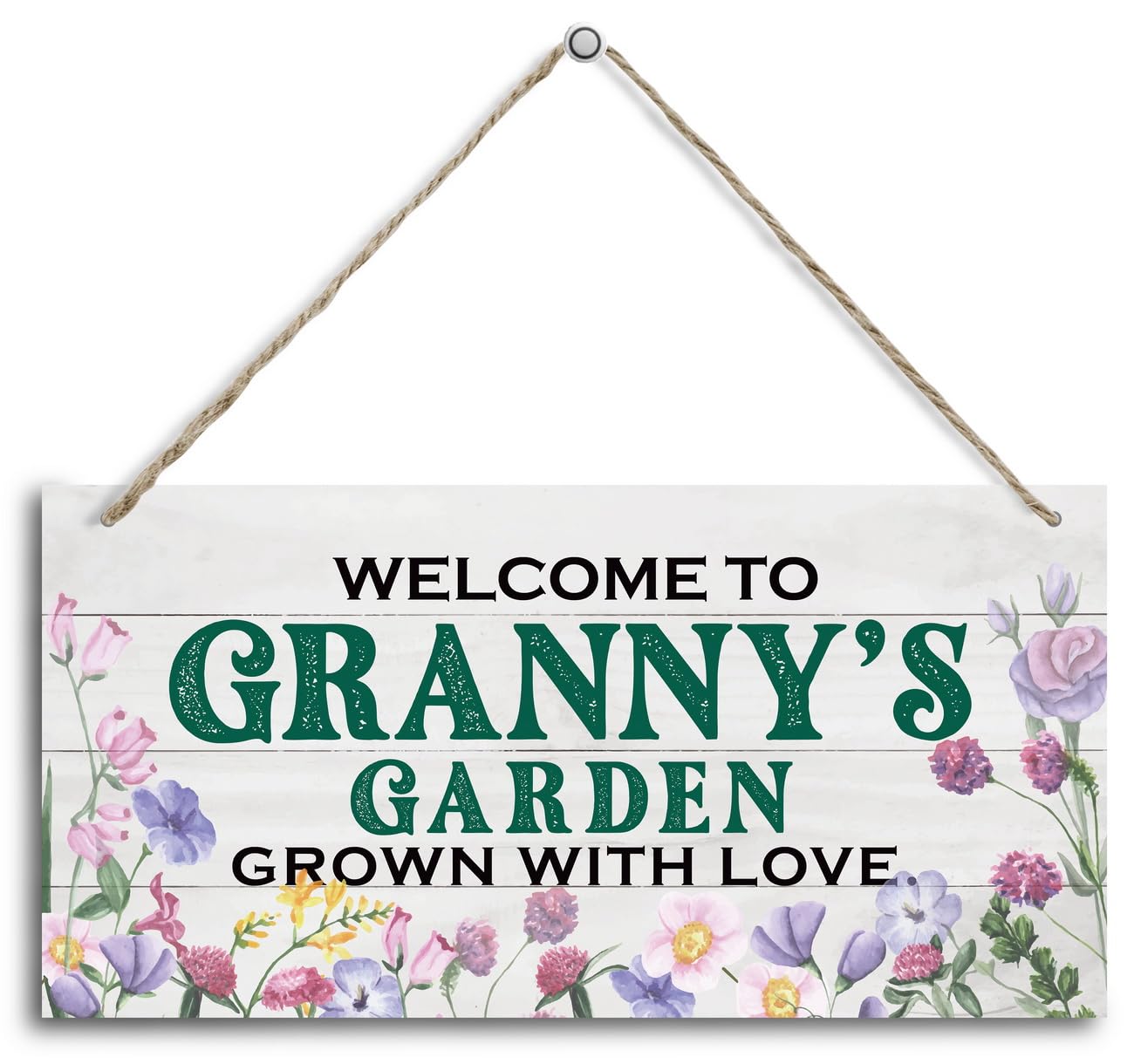 Vintage Style Welcome to Granny's Garden Grown With Loved Wood Decor Sign, Hanging Printed Wooden Plaque Decor, Rustic Home Decor Sign, Granny Decor, Gift for Grandma, Women 12x6 inch