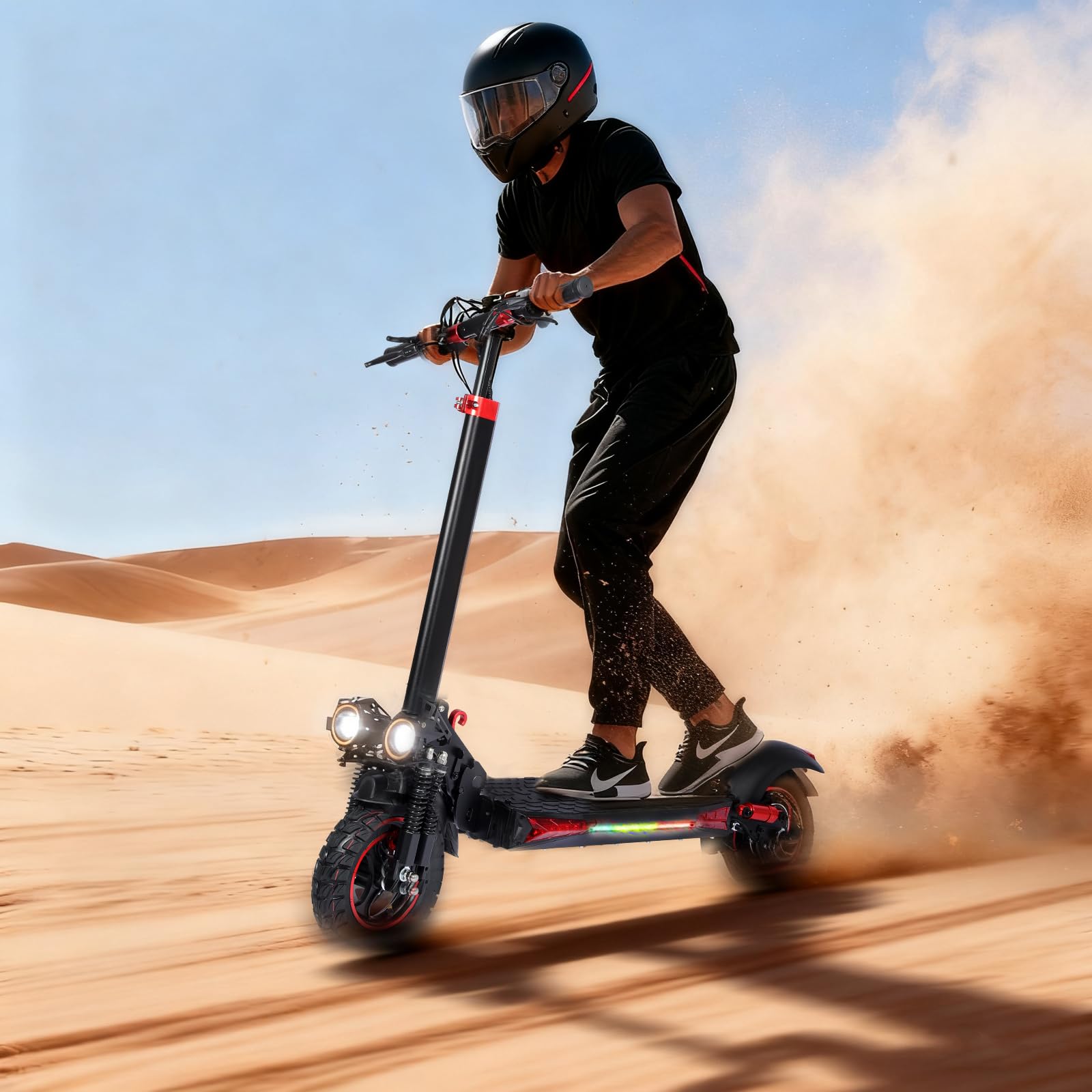 Electric Scooter Adults, 37 Miles Long Range, 34 Mph Max Speed, 11" Off-Road Tires,48V 18/21AH Big Battery,1200W/1600W Motor, Dual Braking System,Folding Commuter E Scooter (48V 18AH-1200W-J11 MAX)