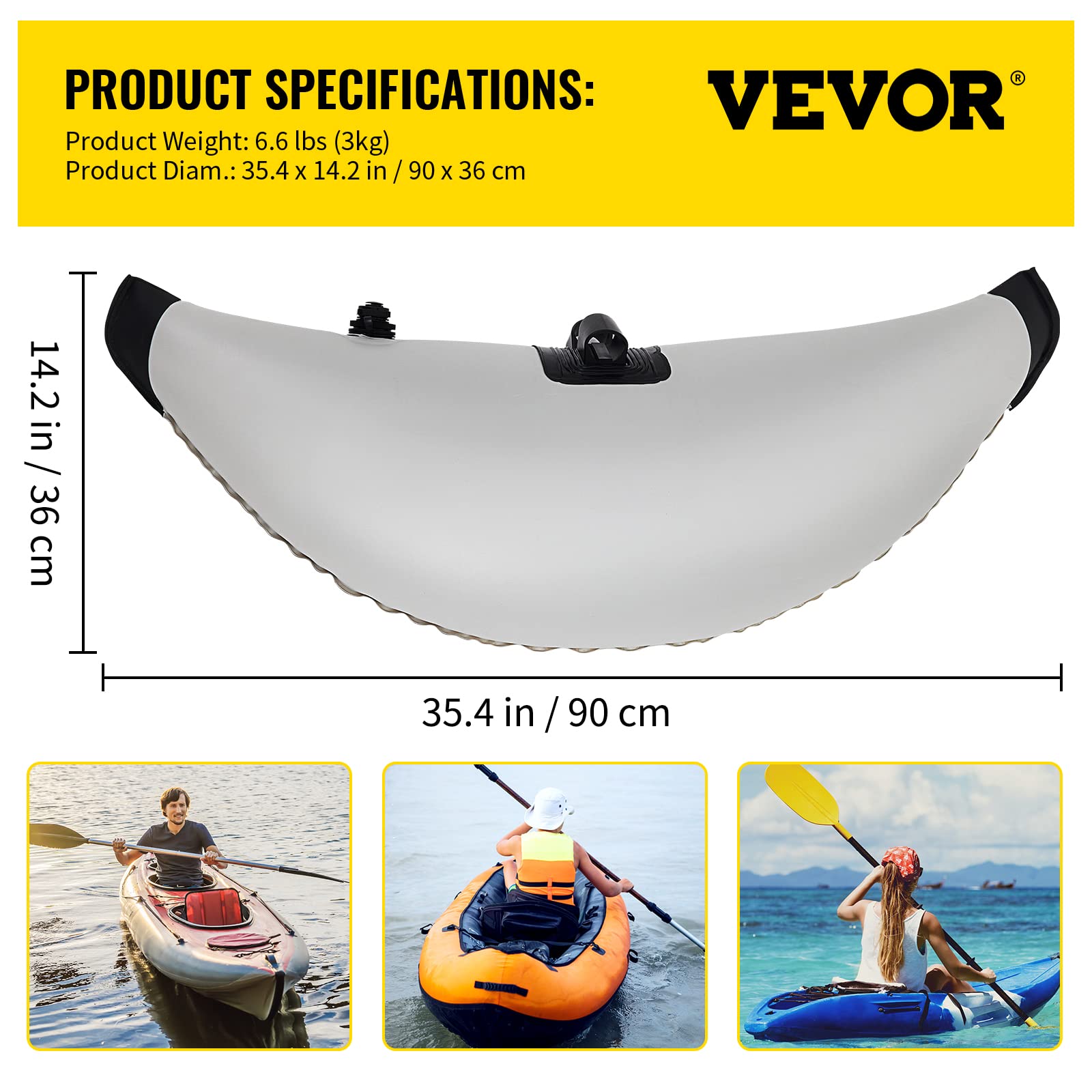 VEVOR Kayak Stabilizers, 2 PCS, PVC Inflatable Kayak Outrigger Float with Sidekick Arms Rod, Standing Float Stabilizer System Kit for Kayaks, Canoes, Fishing Boats