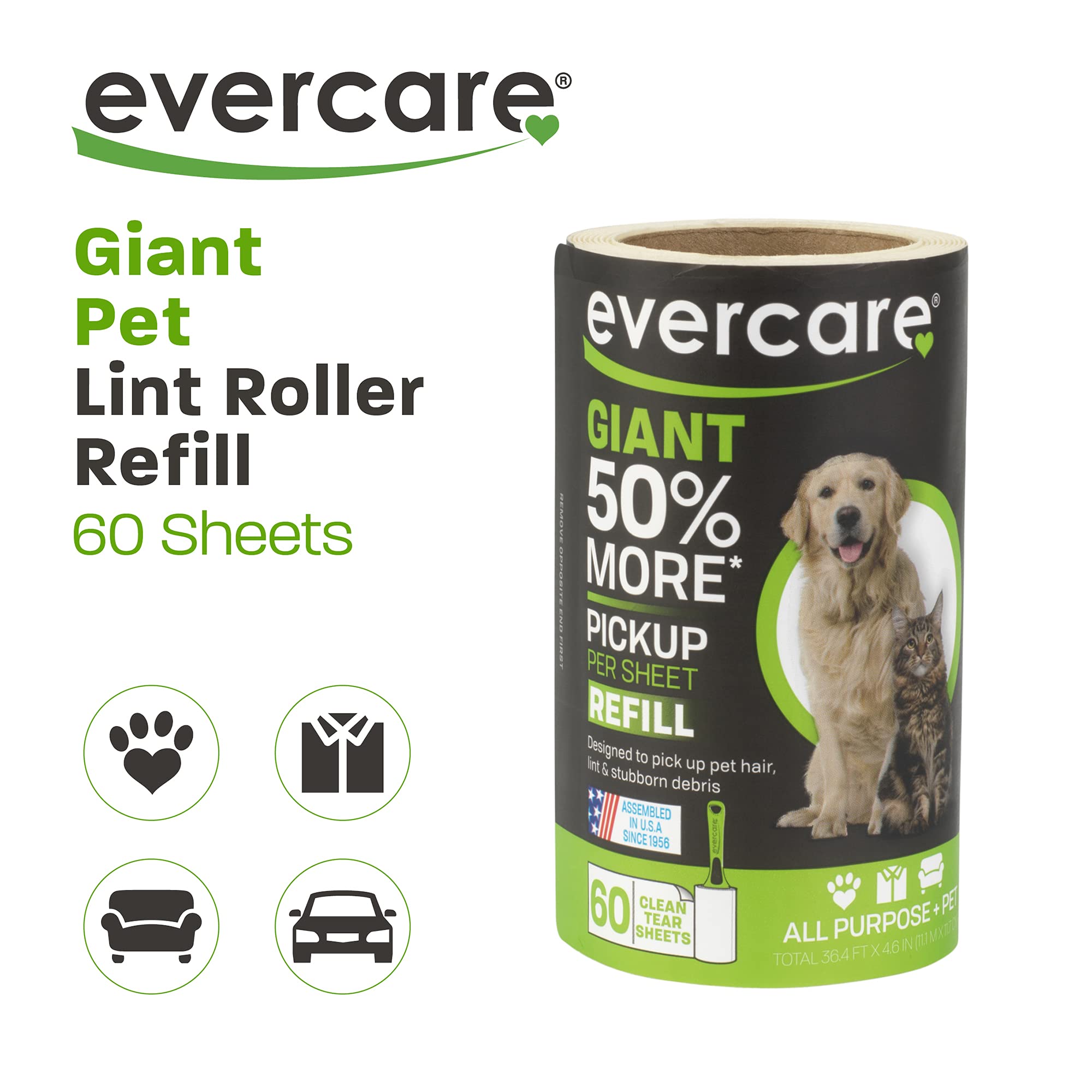 Evercare Pet Bundle: Giant Pet T Hand Roller & Giant Pet Roller Refills - 6 Pack