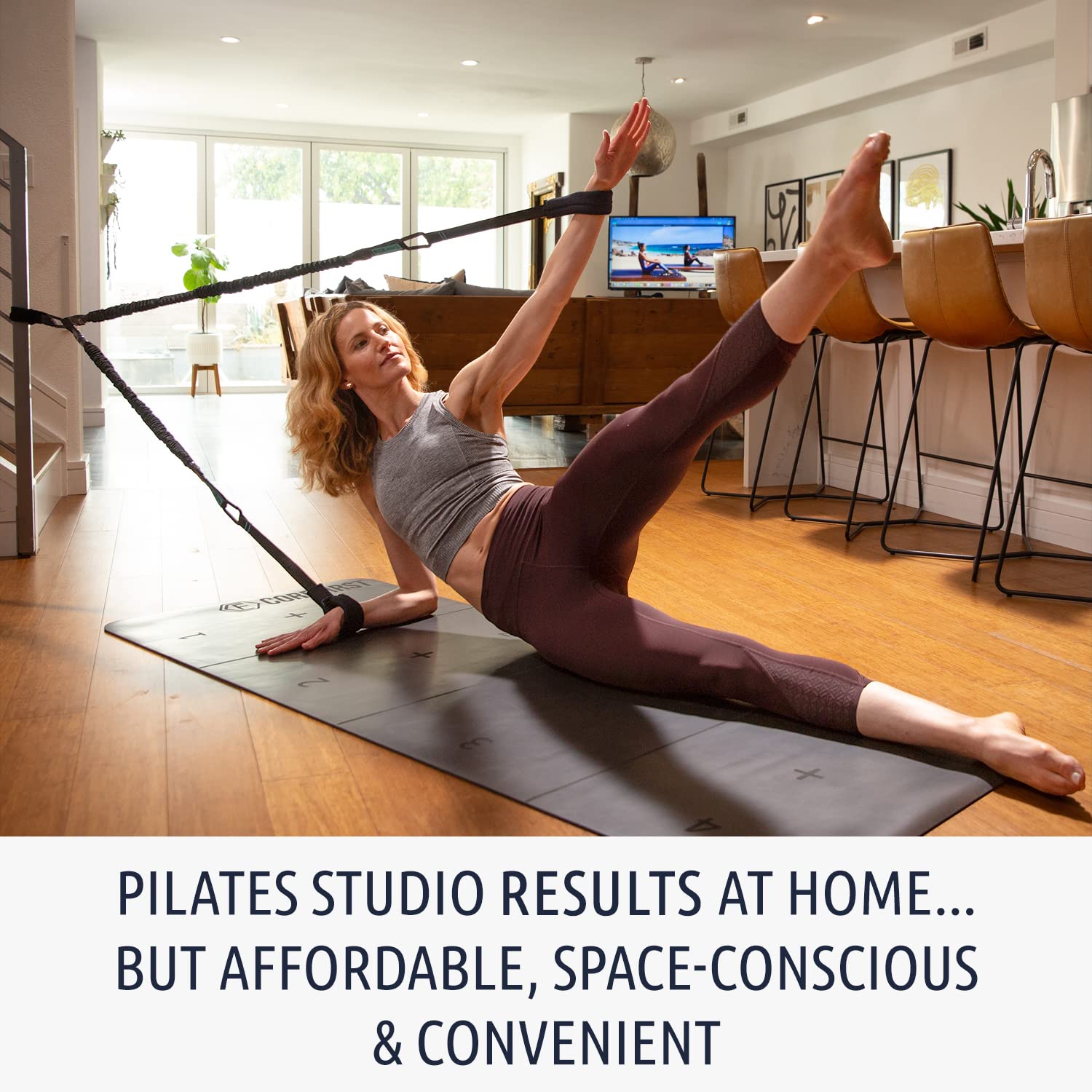 COREFIRST Premium Resistance Pilates System - Reformer Style Pilates–Premium Resistance Bands Set Lightweight Portable Pilates for Home–App Workouts for All Levels (Luxe KIT)