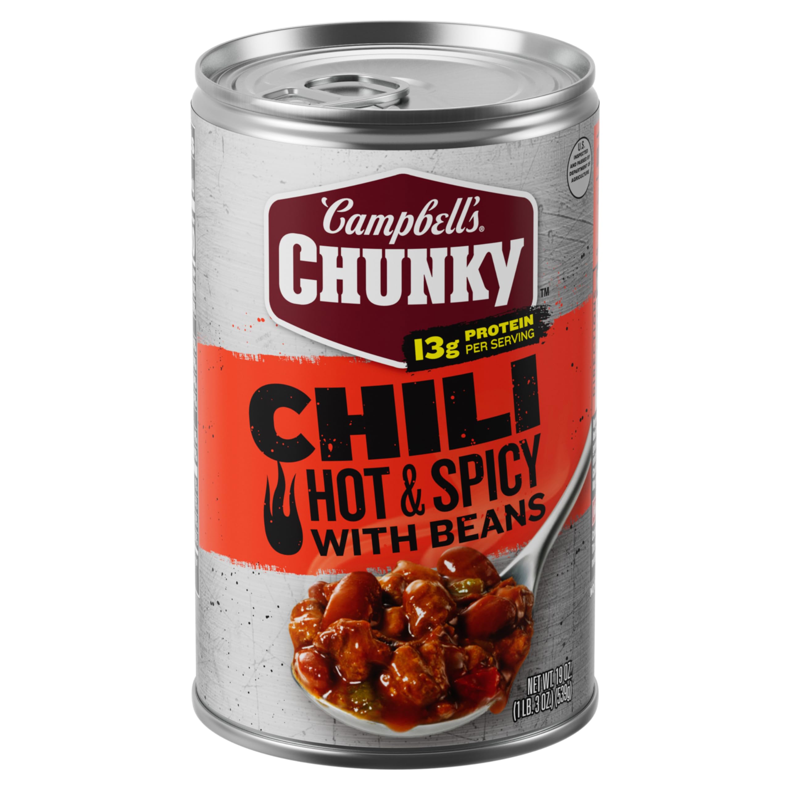 Campbell's Chunky Chili, Hot and Spicy Chili with Beans, 19 oz Can