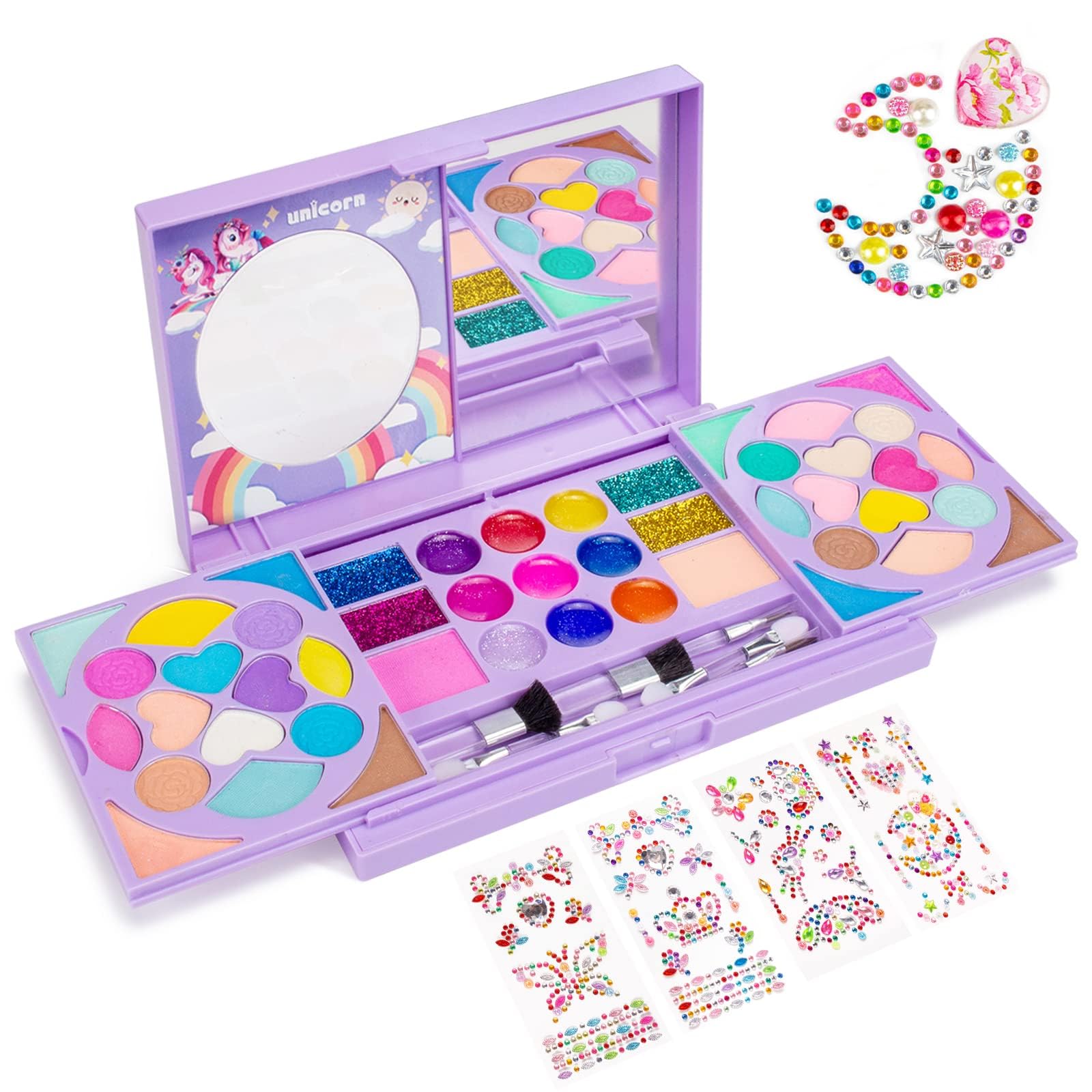 Tomons Kids Makeup Kit for Girl Real Washable Cosmetic Toy Beauty Set, Birthday Toys Gift for 3 4 5 6 7 8 9 10 Year Girls