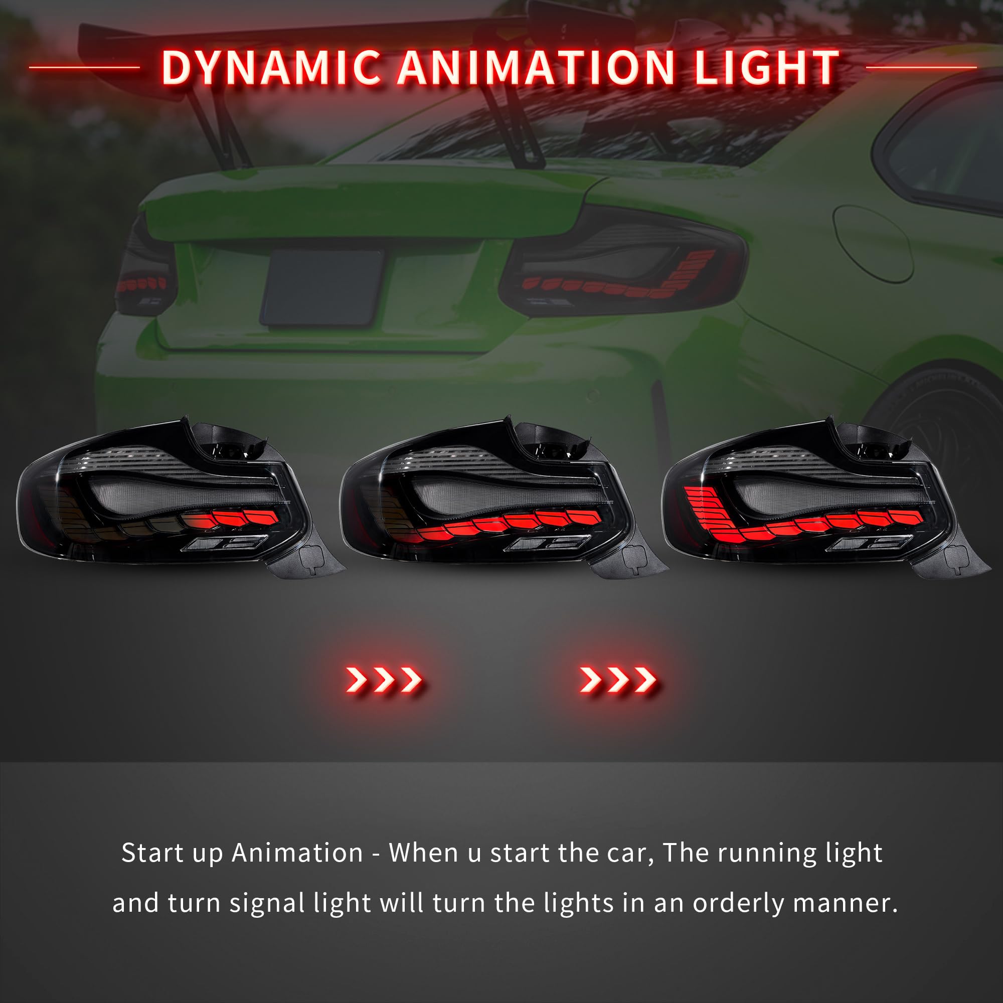 VLAND OLED Smoked Tail Lights Compatible For 2014-2020 BMW 2-Series M2 F22 F23 F87 Coupe Convertible with Dragon Scales Running Light, Smoked Lens Styles