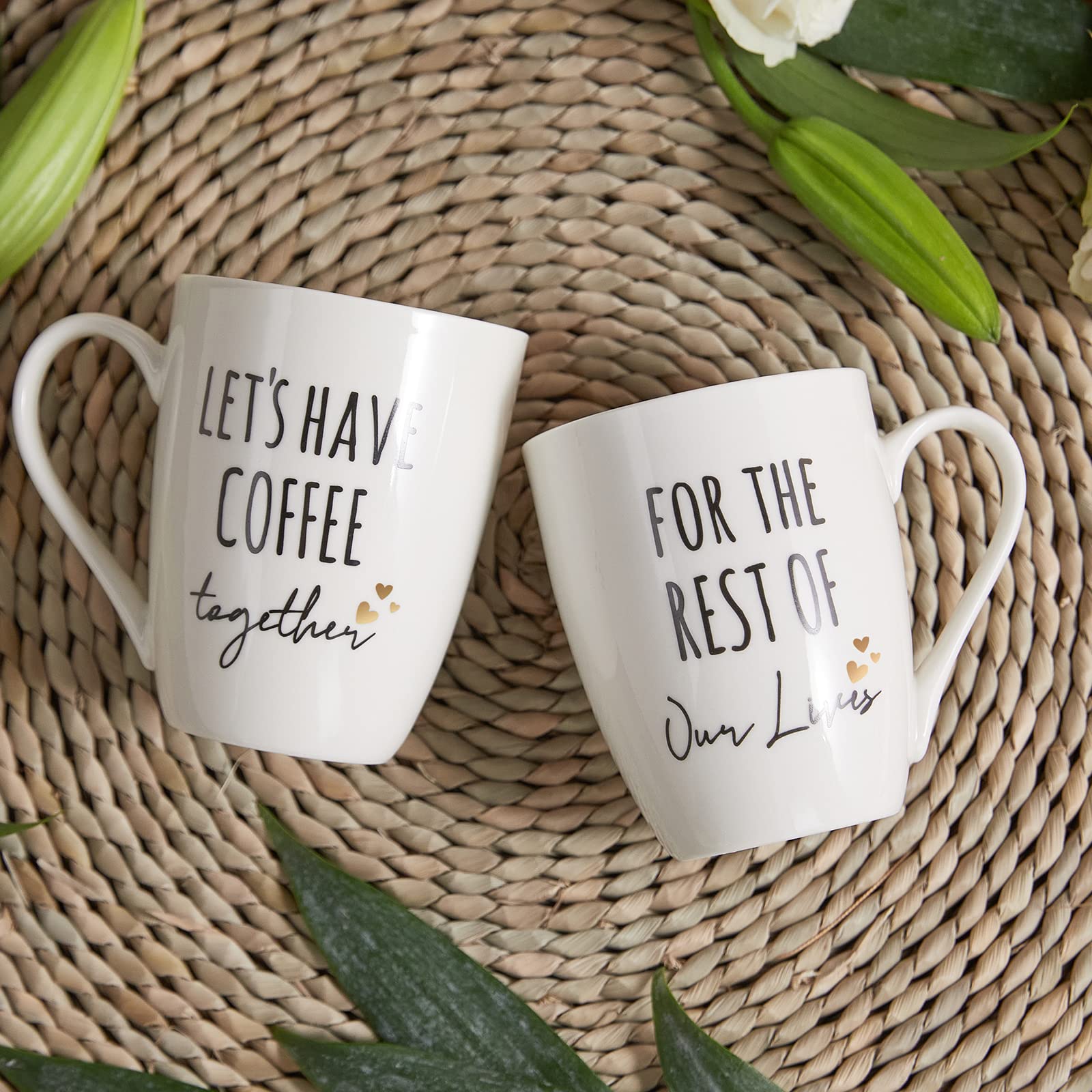 AW BRIDAL Ceramic Engagement Gifts For Couples Newly Engaged Unique Coffee Mugs Set Of 2, 12 Oz| Bachelorette Bridal Shower Gift For Bride, Anniversary Wedding Gifts For Couple Housewarming Gift Ideas