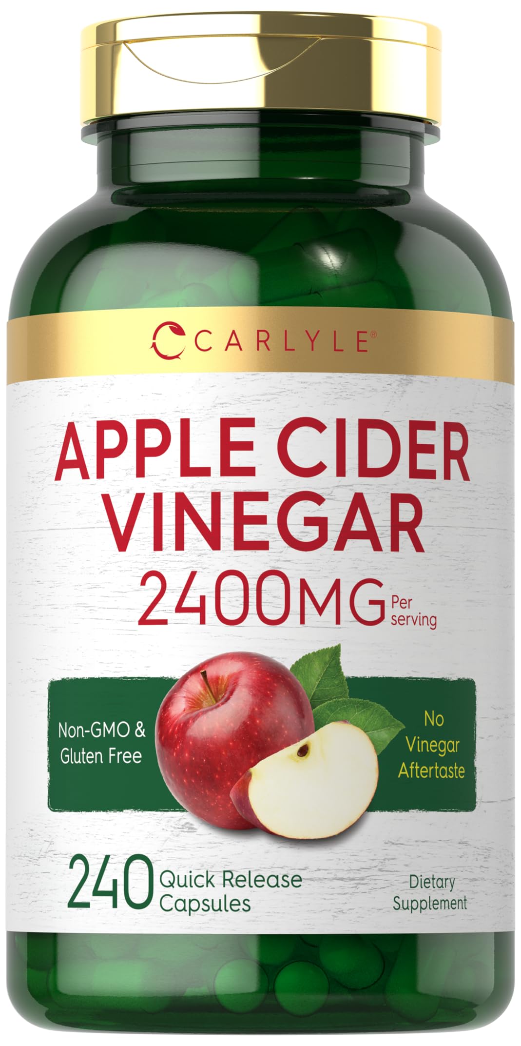 Carlyle Apple Cider Vinegar Capsules | 2400mg | 240 Count | Non-GMO, Gluten Free Supplement